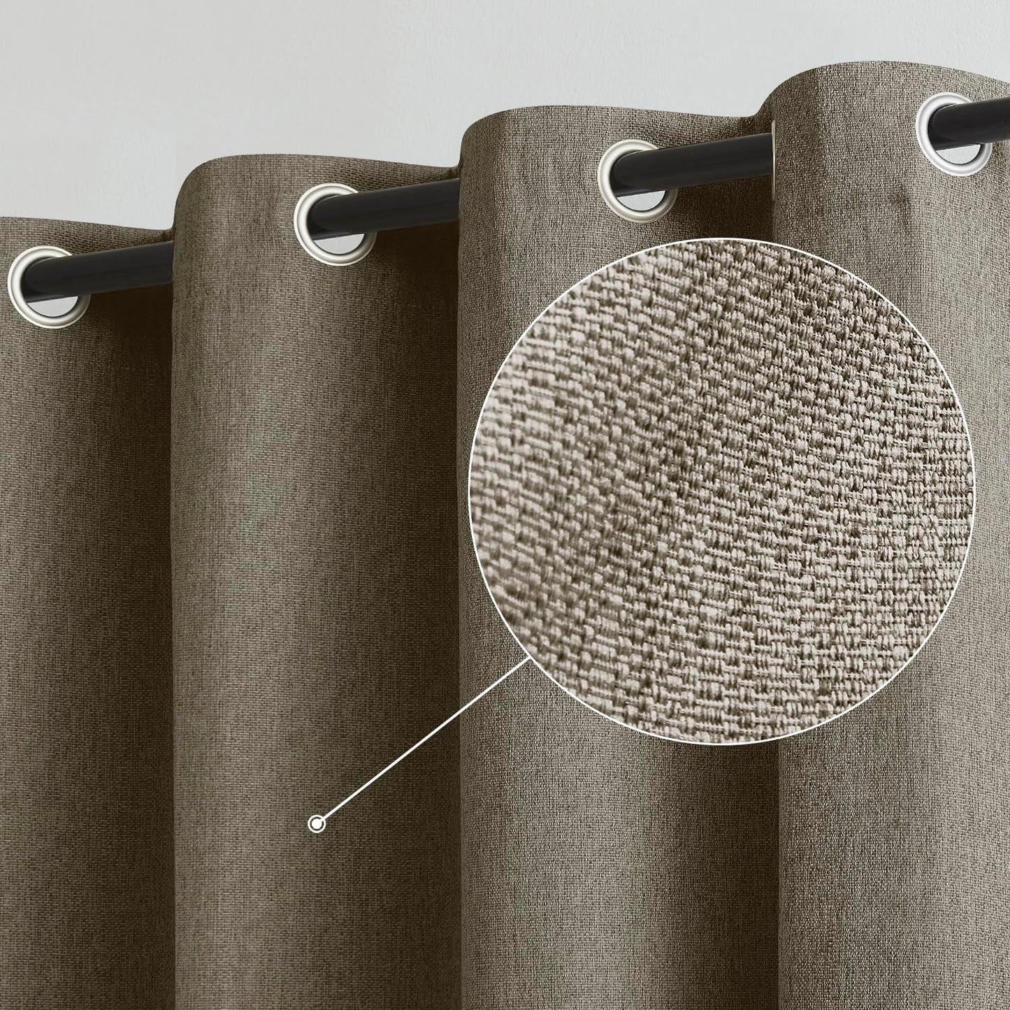 Grey Full Blackout Linen Curtains 84-inch-Long Thermal Insulated Noise Reducing Bedroom Drapes Rustic Farmhouse Triple Weave Window Treatment Set for Theatre, Nursery, 40"x84"x2, Grey BST202