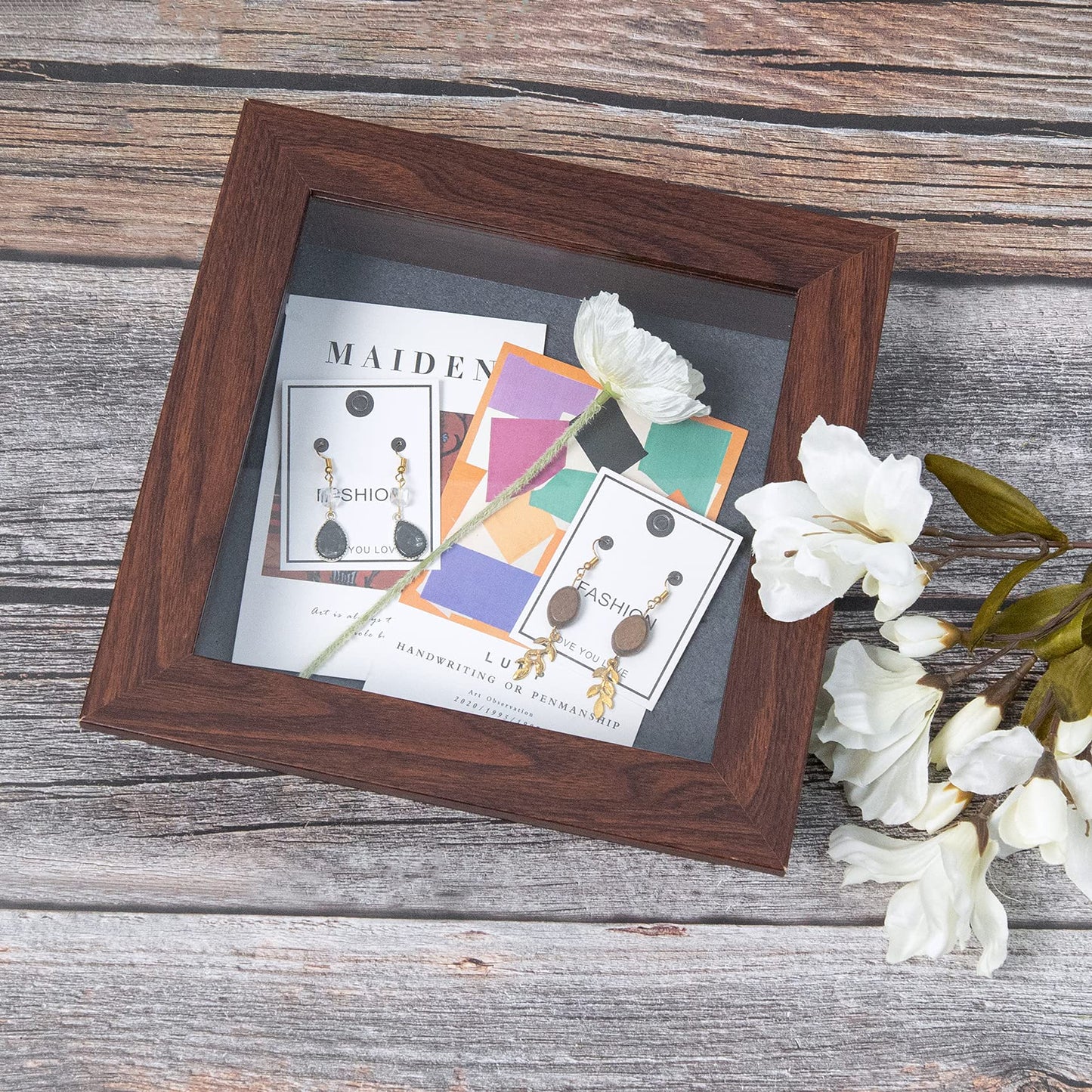 Golden State Art 11x14 Shadow Box Frame Display Case - 2 inch Depth Great for Collages, Collections, Mementos, 6 Pins Included (White, 1 Pack) BST326H