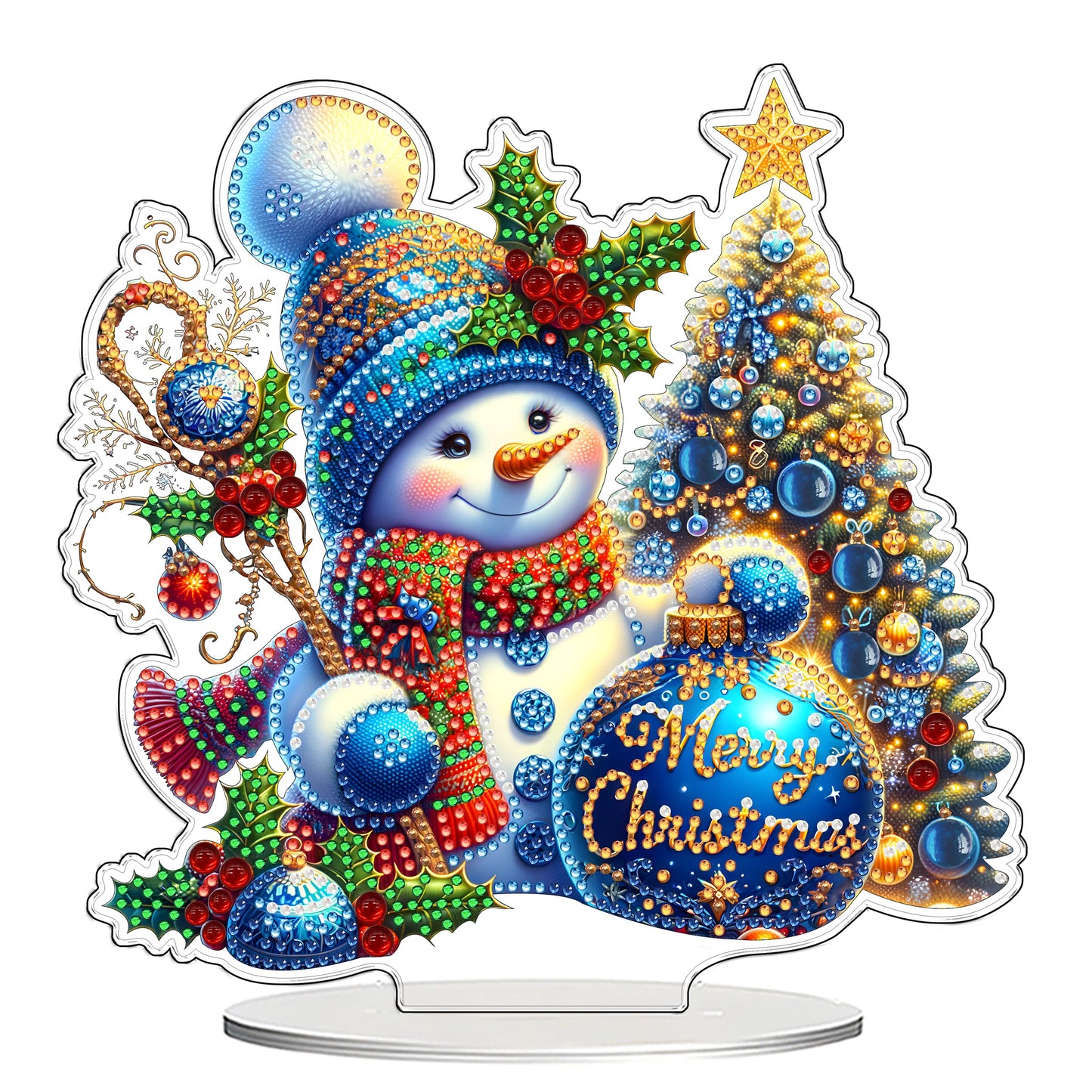 JJFox DIY 5D Tabletop Diamond Art Painting Kit， Desktop Ornament Special Shaped Rhinestone Desk Placement Ornament，Home Office Stand Up Gem Painting Craft Kit，Gift (Father Christmas-2) BST202