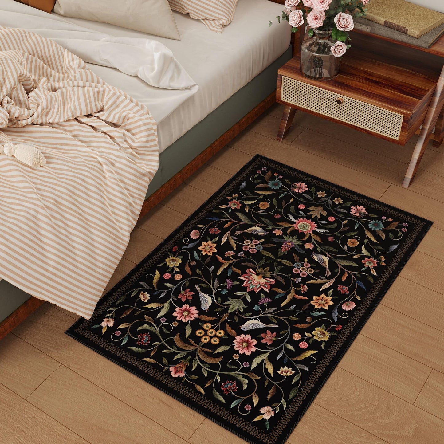 Vintage Medallion Floral Kitchen Runner 2x6, Machine Washable Rug, Soft Low Pile, Non-Slip Carpet for Hallways, Laundry, Bedroom, Bathroom, Entryway | Pink BST220