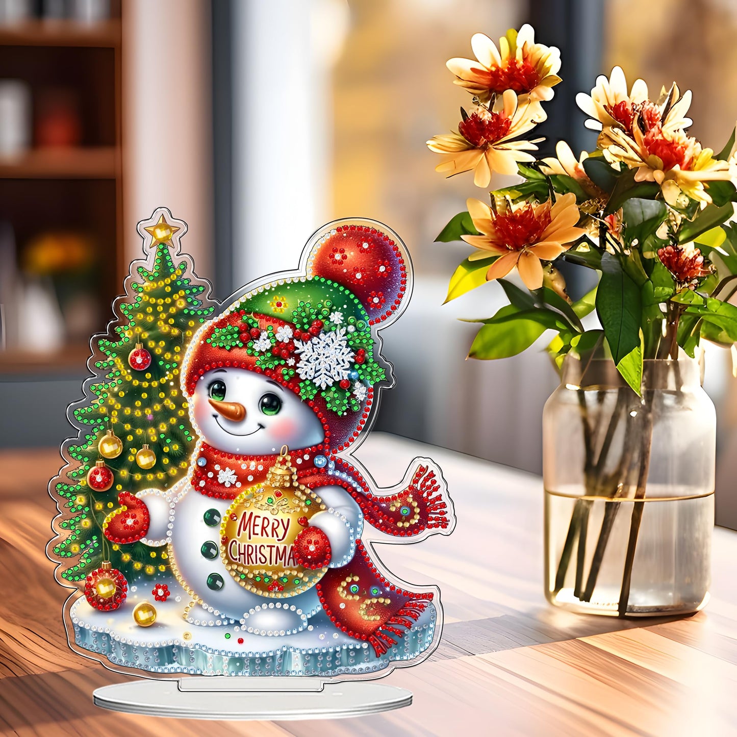 JJFox DIY 5D Tabletop Diamond Art Painting Kit， Desktop Ornament Special Shaped Rhinestone Desk Placement Ornament，Home Office Stand Up Gem Painting Craft Kit，Gift (Father Christmas-2) BST202