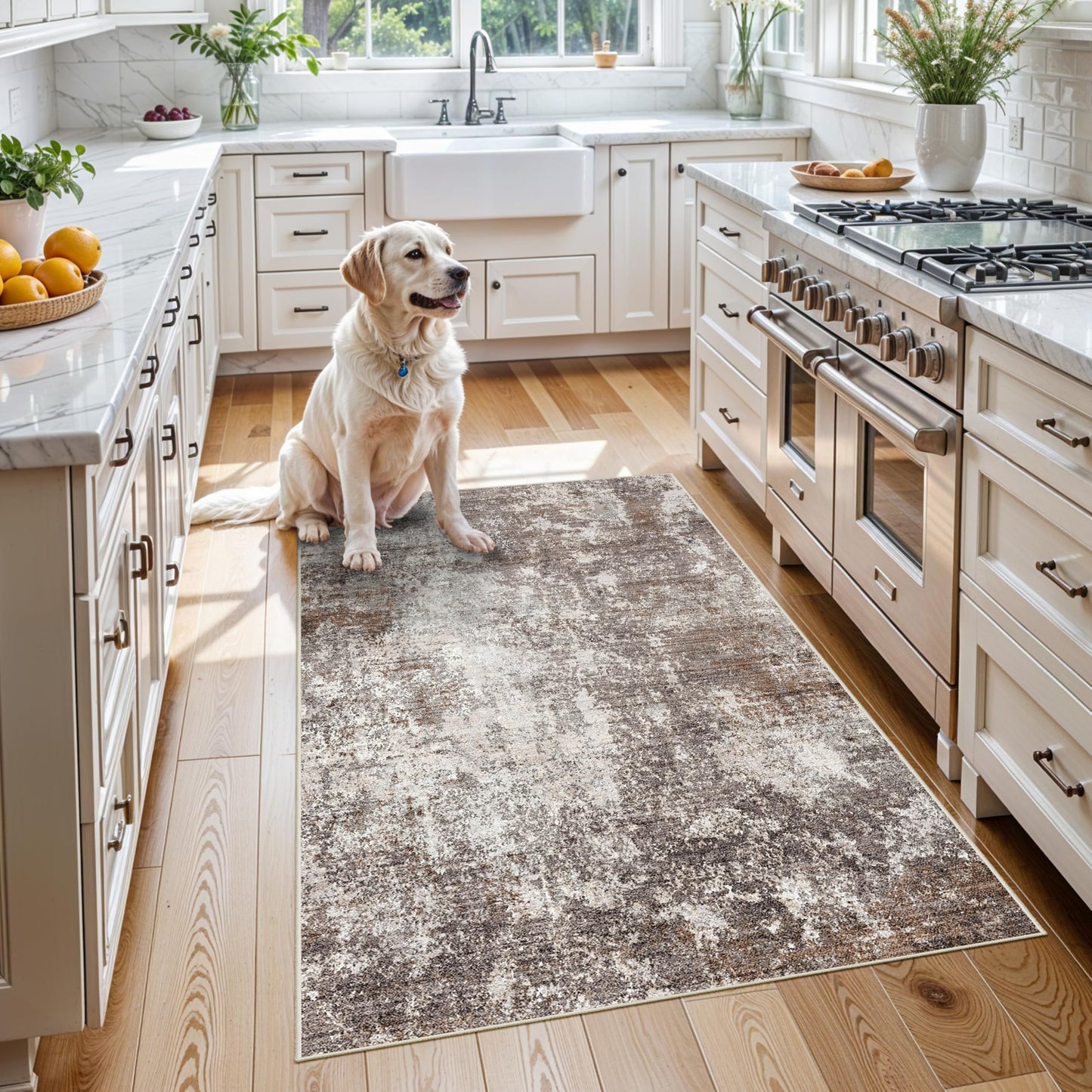 2x3 Washable Entryway Rug – Non-Slip Modern Abstract Neutral Small Throw Area Rug for Kitchen, Bedroom – Soft Low Pile Thin Indoor Door Mat（Black Grey,2x3） BST326H
