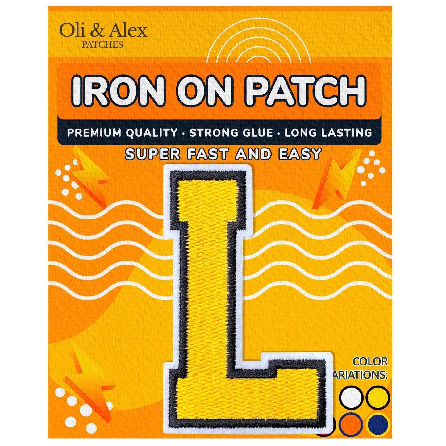 Iron on Letters Patches - Letter Patch for Clothing - Embroidered Patches for Clothes - Embroidery Appliques Team School University - Sew on Appliques 3.26 inch – Yellow, O BST220