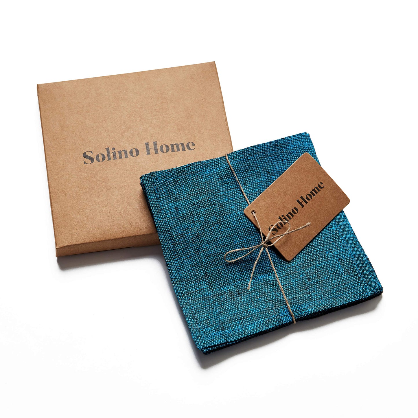 Solino Home 100% Linen Cocktail Napkins Black, Athena 6 x 6 in, Set of 12 | Small Cloth Napkins for cocktails, beverages, coasters and appetizer serving, Chambray Black, Pure Linen, OEKO-TEX Certified BST326SOLH