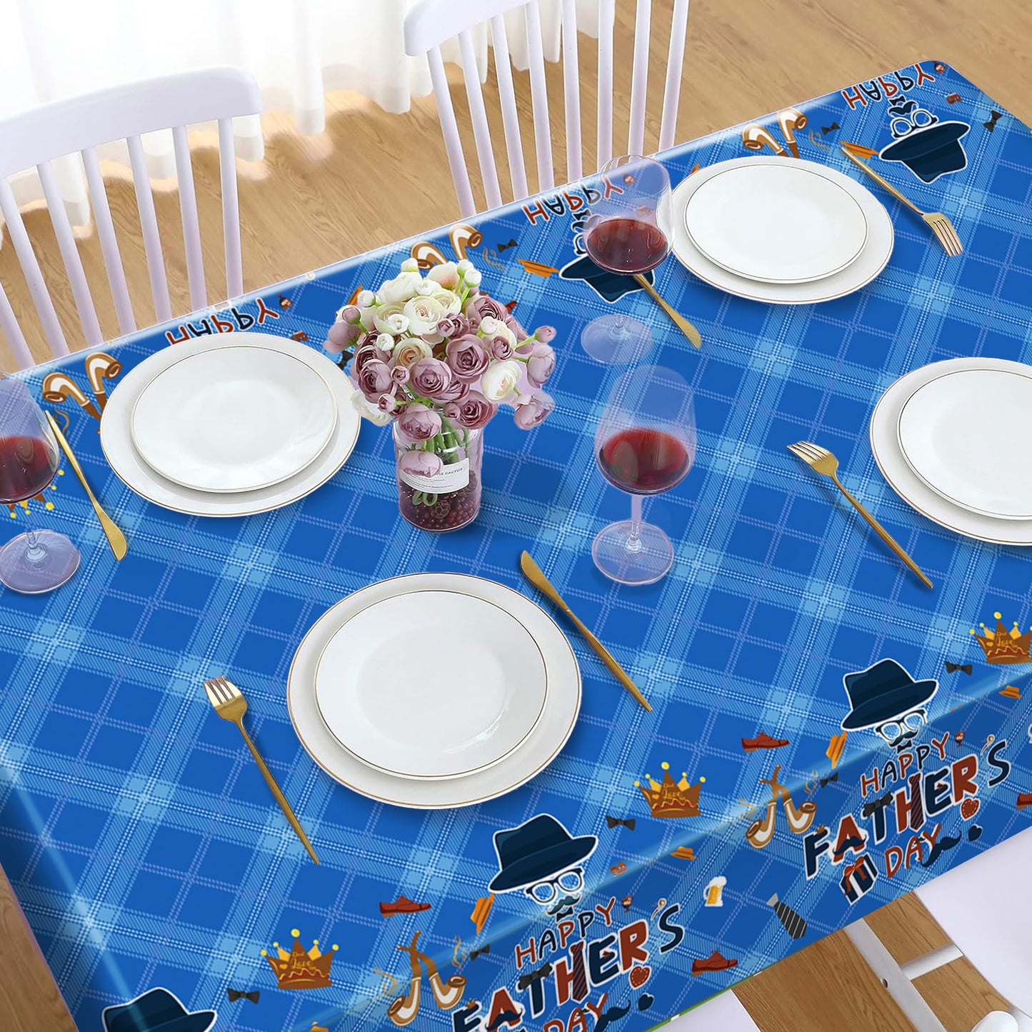 1 Pack American Flag 4th of July Party Plastic Tablecloth 54 x 87 Inch Long Rectangular Table Cover for Buffet,Veterans Day Holiday Dinner,Election Day Picnic or Tablecloth for Kitchen Event WN420