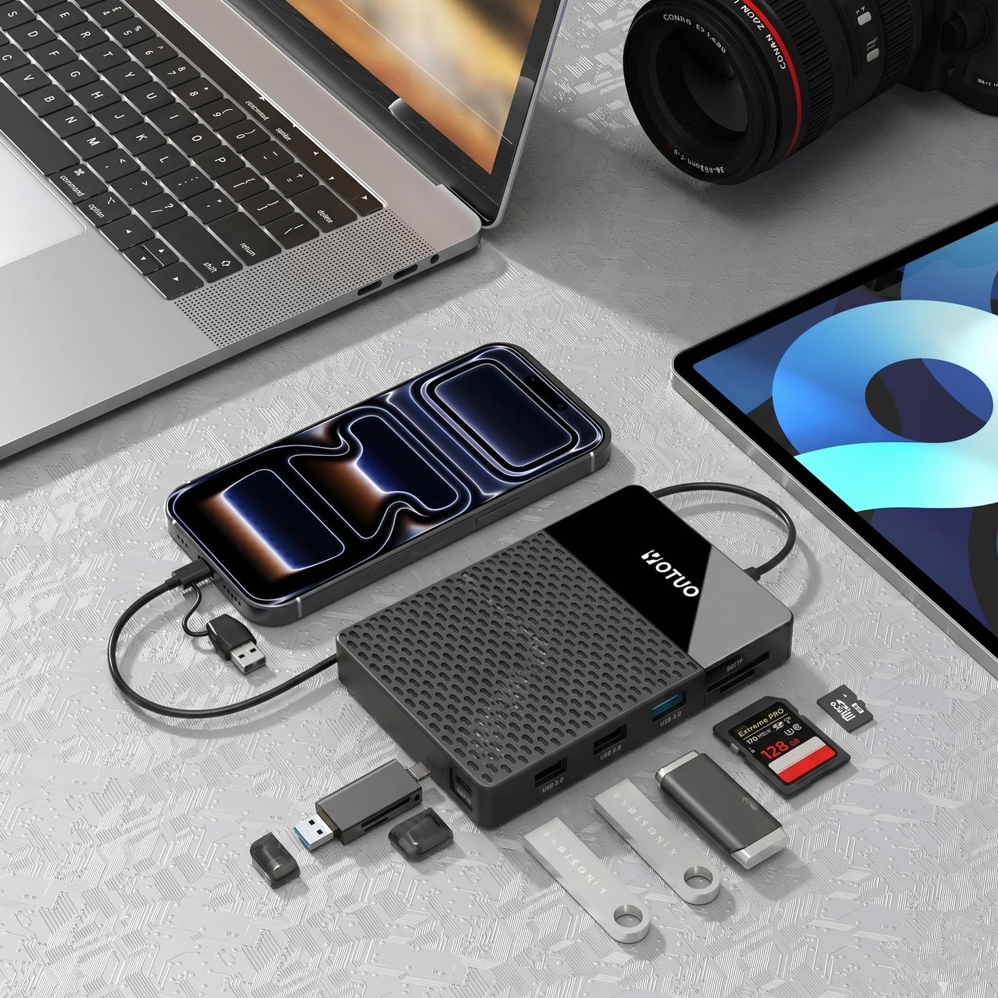 YOTUO 1TB External Hard Drive, USB C Multiport Hub HDD 7-in-1 RD12
