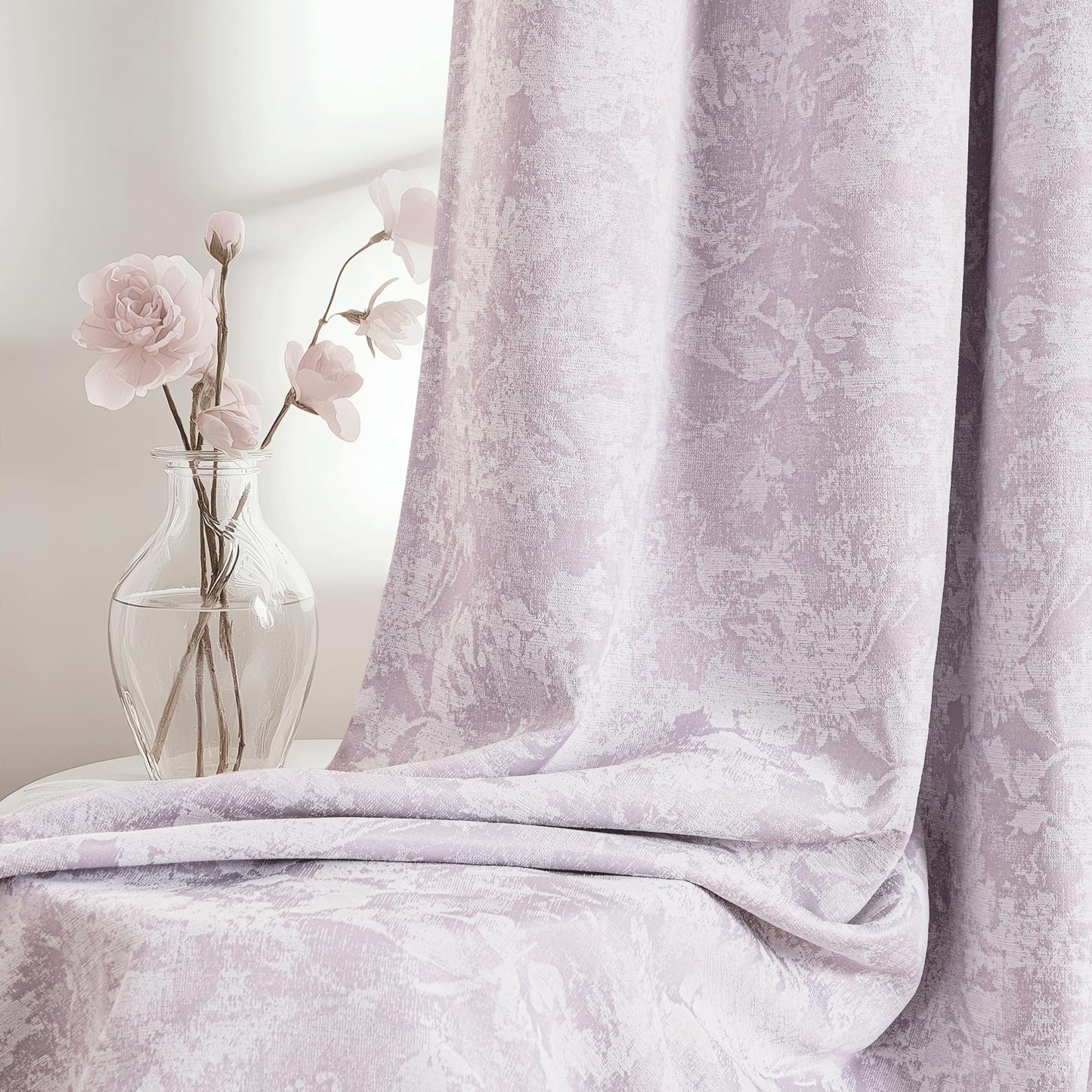 Beauoop Green Floral Jacquard Blackout Curtains 90 Inches Long 2 Panels for Bedroom Living Room Sage Flower Chenille Room Darkening Thermal Insulated Soundproof Grommet Window Treatments Drapes, 52x90 BST220