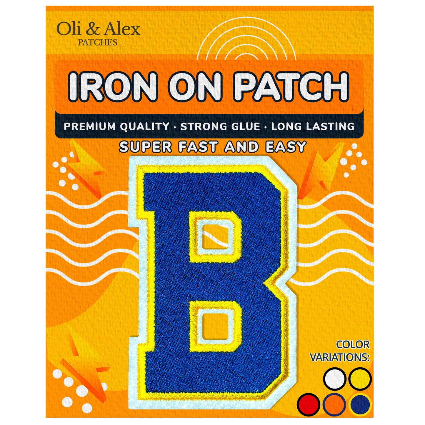 Iron on Letters Patches - Letter Patch for Clothing - Embroidered Patches for Clothes - Embroidery Appliques Team School University - Sew on Appliques 3.26 inch – Yellow, O BST220