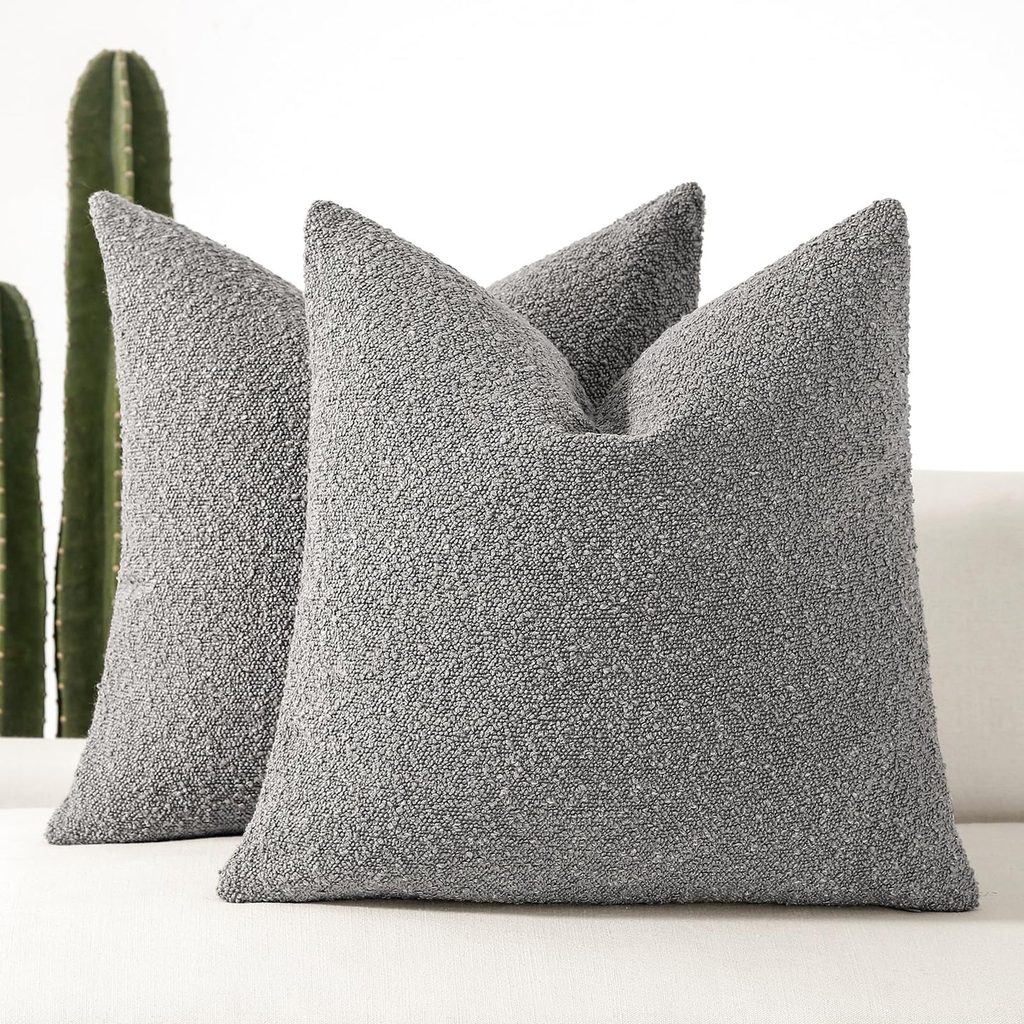 18x18 Boucle Throw Pillow Covers, Set of 2, Camel BST202