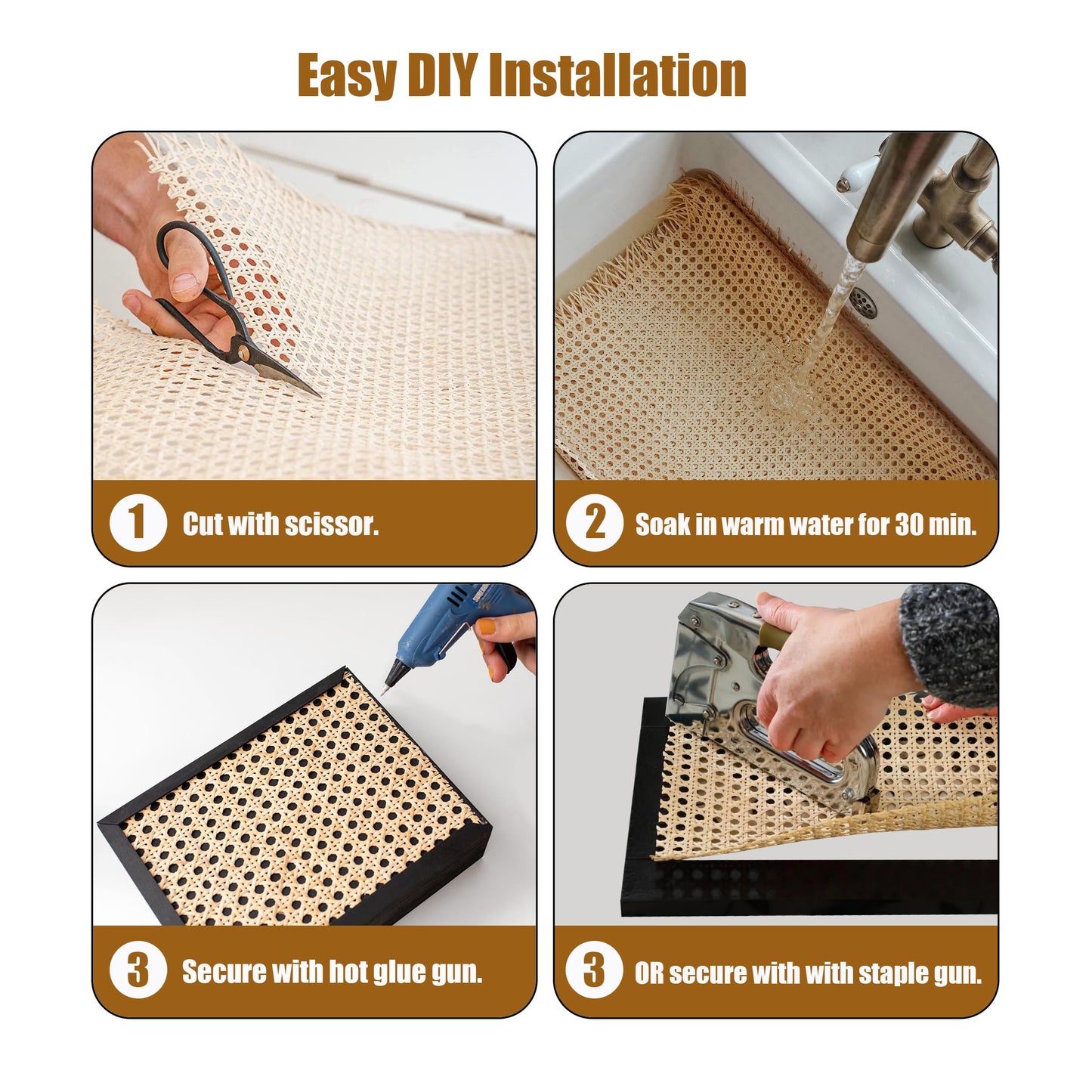 Plastic Rattan Webbing Roll, Handwoven Synthetic Poly Rattan, Faux Cane Mesh-Open Weave, Hexagonal Pattern, for DIY Home Decor Projects incl. Furnitures Chairs Cabinets Beds (16'' x 80'') BST220