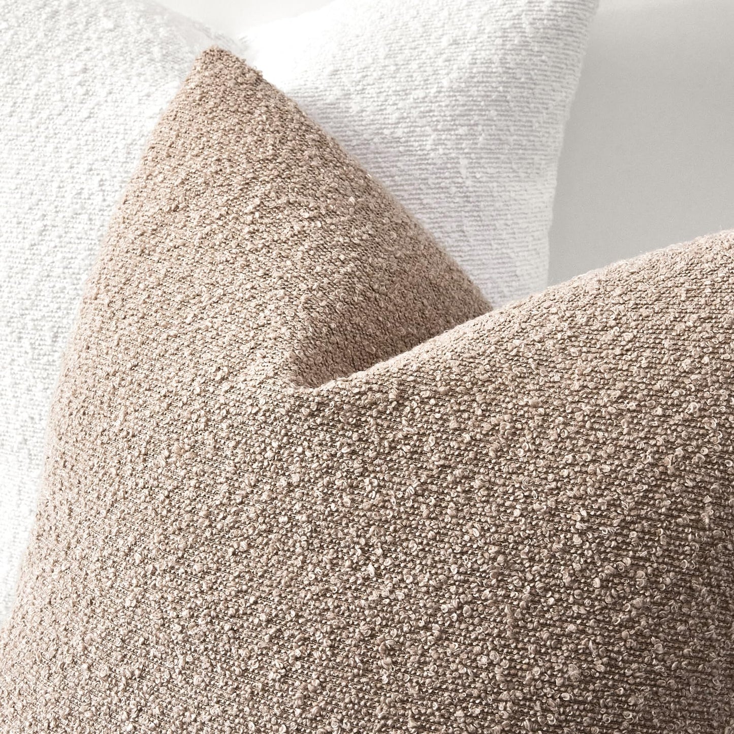 18x18 Boucle Throw Pillow Covers, Set of 2, Camel BST202