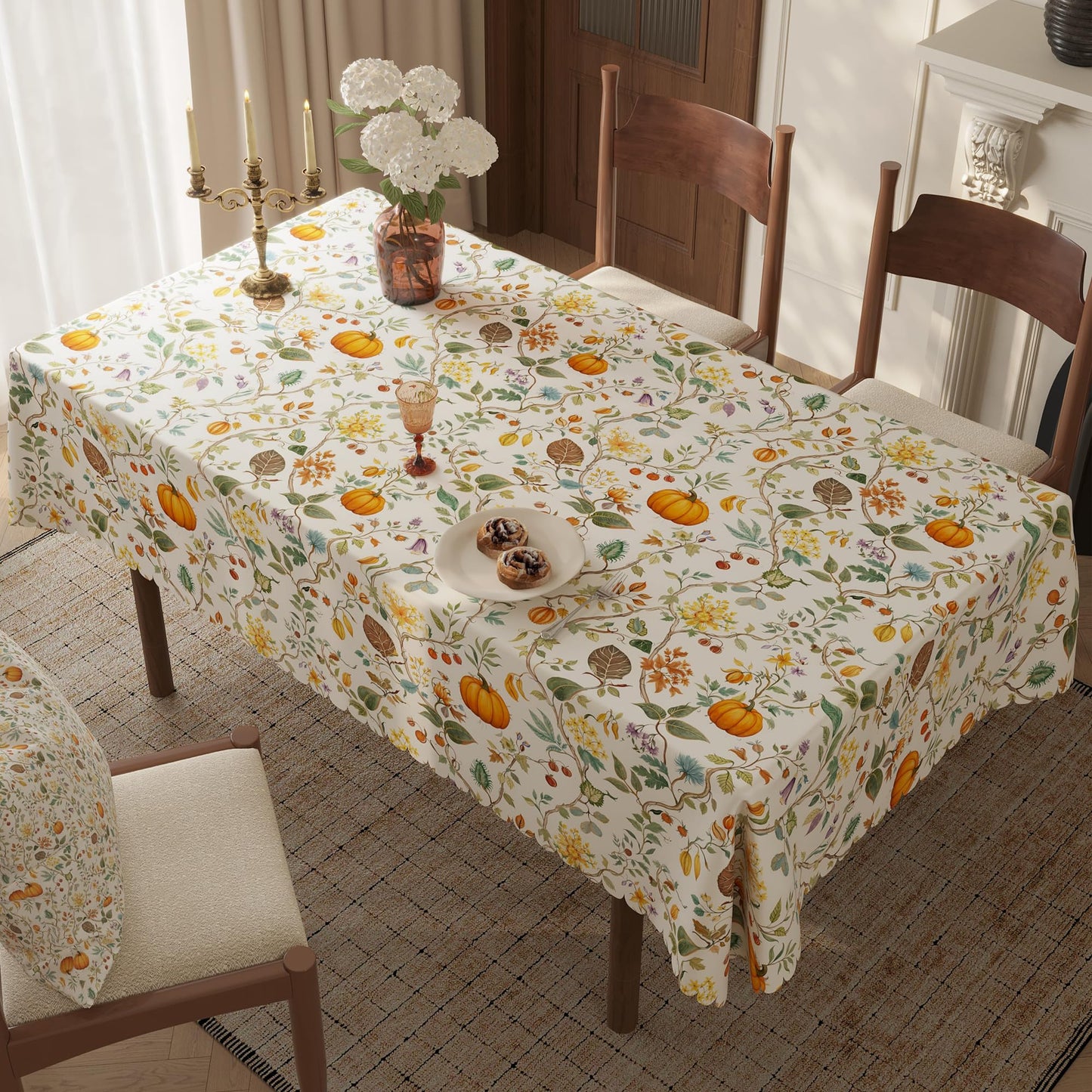 Easter Tablecloth 60x84 Inch Rectangular, Spring Tablecloth, Plaid Bunny Egg Washable Polyester Table Cloth, Fabric Table Cover for Party Picnic Dinner Decor,Easter E BST326H
