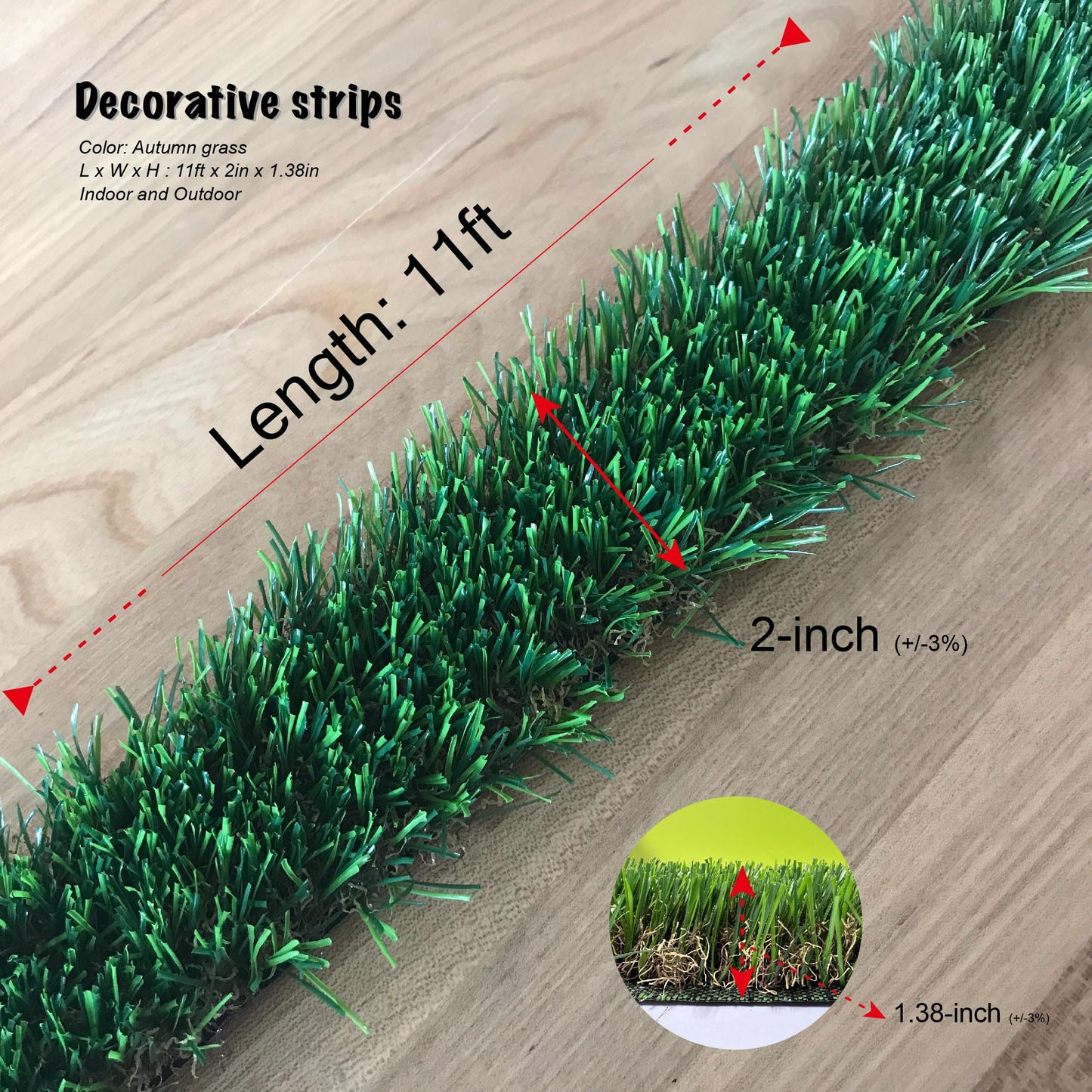 KuGuo Artificial Grass Decoration Strip Indoor/Outdoor DIY Fake Grass (Autumn, Width 2in x Length 11ft) BST220