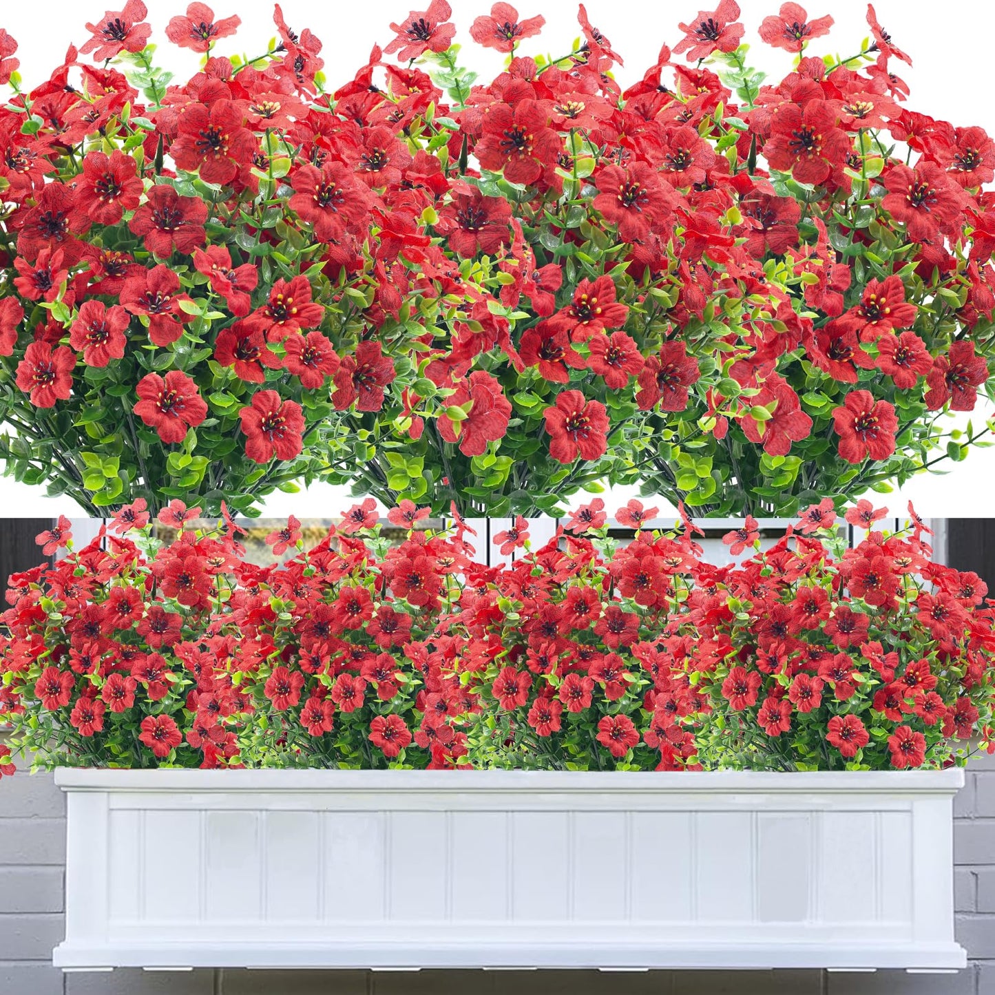 8 Bundles Outdoor Artificial Flowers,UV Resistant Fake Flowers Outdoor Plastic Plants Faux Silk Flower for Outside Indoor Decoration(Blue) BST202