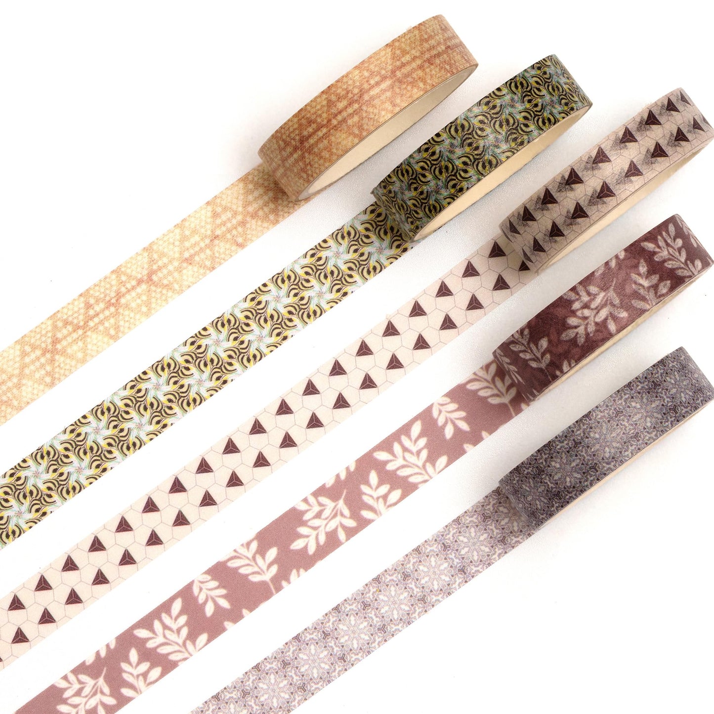 Fantasy Washi Tape Set - 5 Rolls Texture Arts Adhesive Tapes Basic Patterns Decorative Masking Tape Sets for Craft, Kids, Scrapbook, DIY, Gift Wrapping (10-Modern Mosaic) BST220