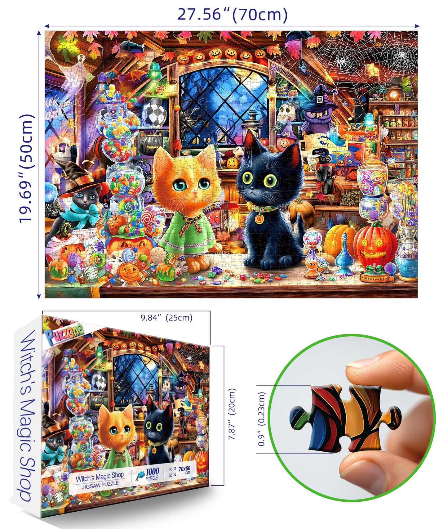 Halloween Puzzle 1000 Pieces for Adults Spooky Scarecrow Farm | Jigsaw Puzzles 1000 Pieces Autumn Horror Spooky with Pumpkin & Ghost Truck for Party Game Night, Dust-Free, 27.5"x19.7" WN420
