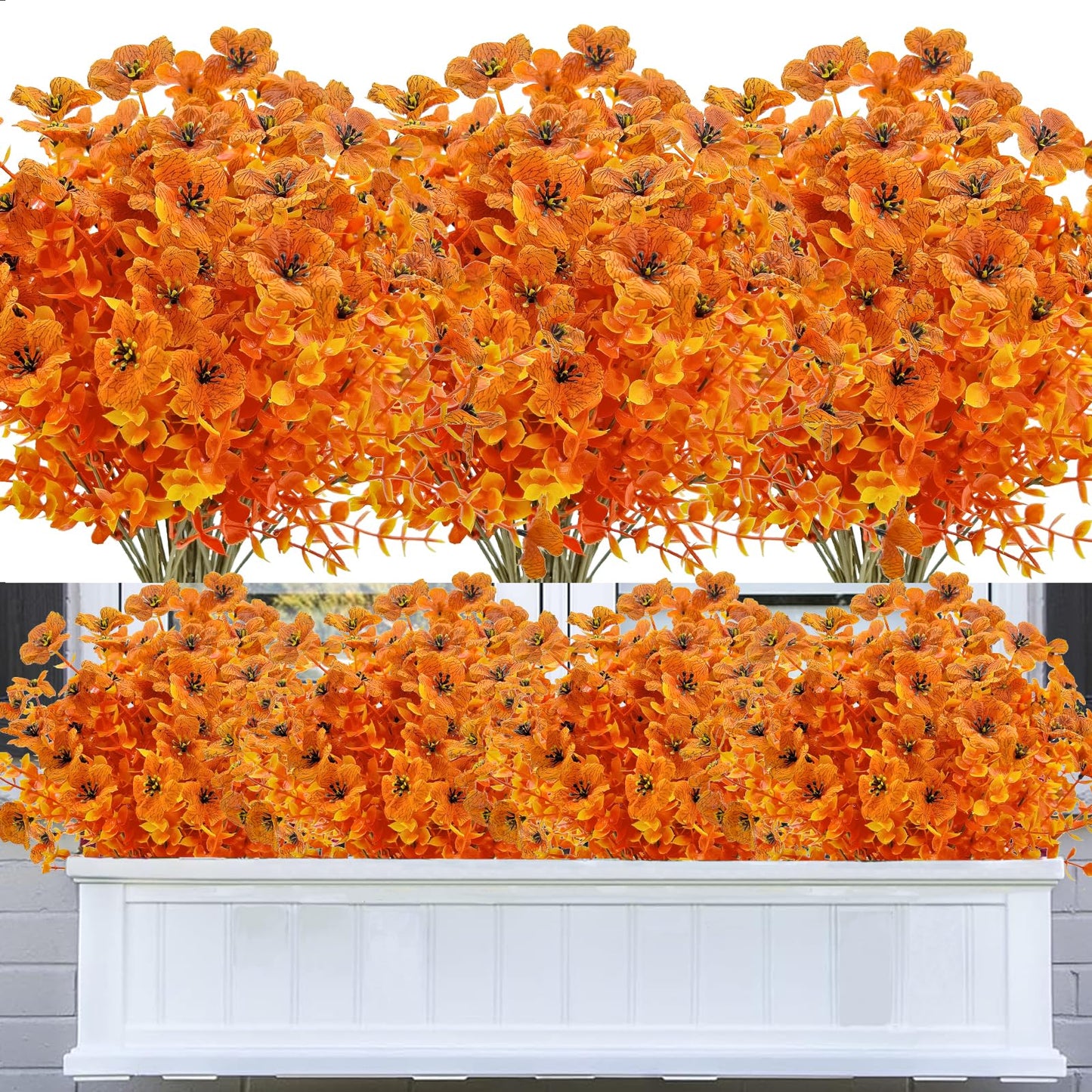 8 Bundles Outdoor Artificial Flowers,UV Resistant Fake Flowers Outdoor Plastic Plants Faux Silk Flower for Outside Indoor Decoration(Blue) BST202
