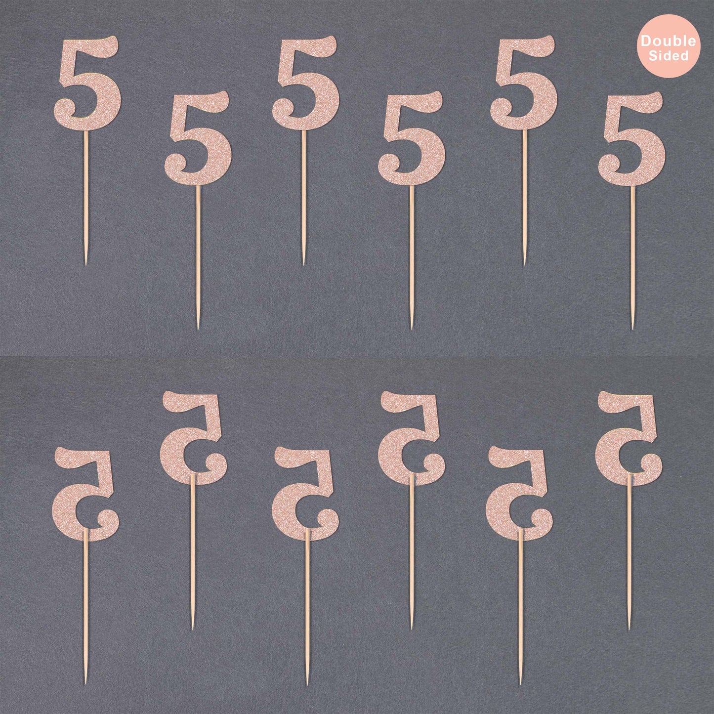 Gexolenu 24 PCS Rose Gold Double-sided 3rd Birthday Cupcake Toppers, Glitter Age THREE Cake Picks Decor, Third Happy Birthday Party Decorations Baby Shower Anniversary Party Supplies BST220