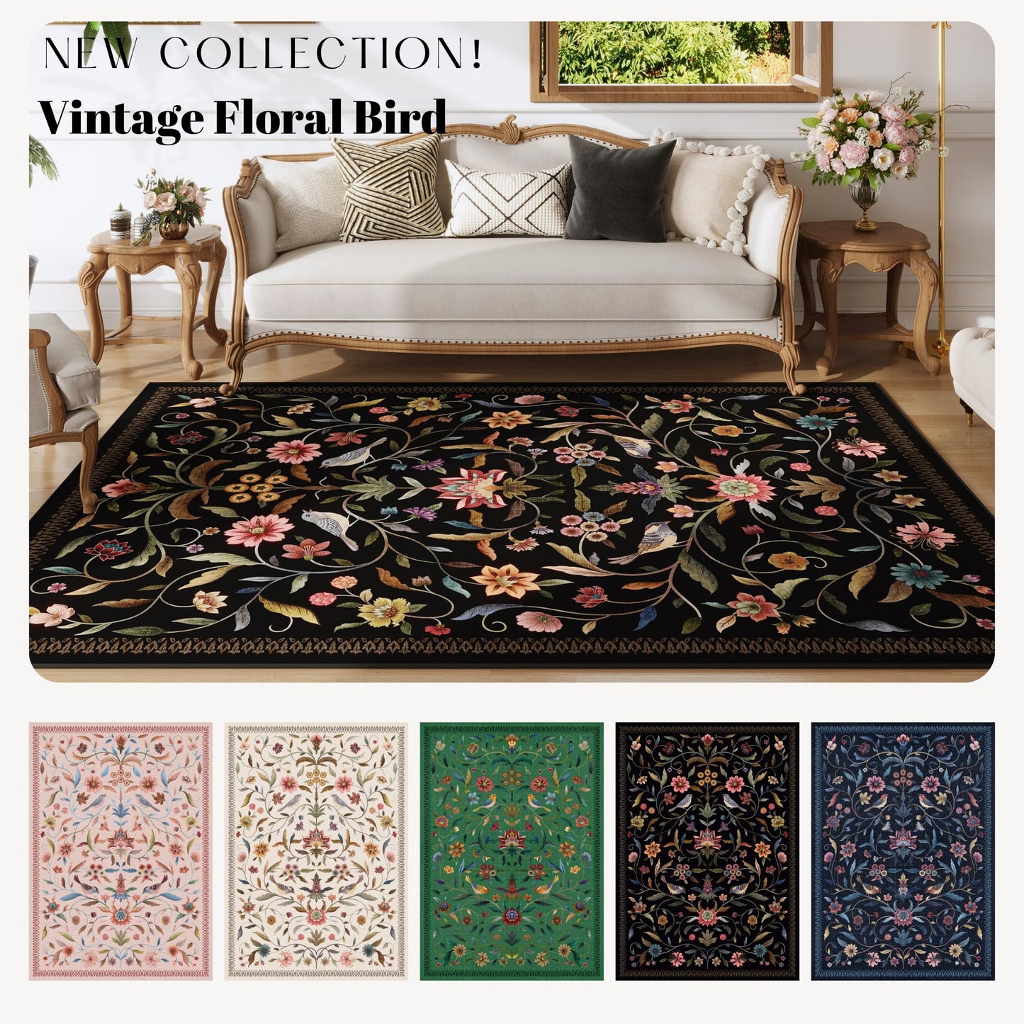 Vintage Medallion Floral Kitchen Runner 2x6, Machine Washable Rug, Soft Low Pile, Non-Slip Carpet for Hallways, Laundry, Bedroom, Bathroom, Entryway | Pink BST220