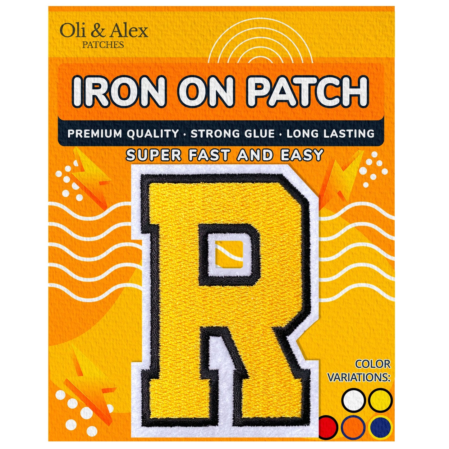Iron on Letters Patches - Letter Patch for Clothing - Embroidered Patches for Clothes - Embroidery Appliques Team School University - Sew on Appliques 3.26 inch – Yellow, O BST220