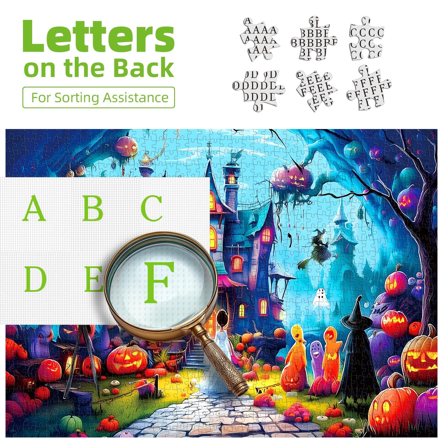 Halloween Puzzle 1000 Pieces for Adults Spooky Scarecrow Farm | Jigsaw Puzzles 1000 Pieces Autumn Horror Spooky with Pumpkin & Ghost Truck for Party Game Night, Dust-Free, 27.5"x19.7" WN420