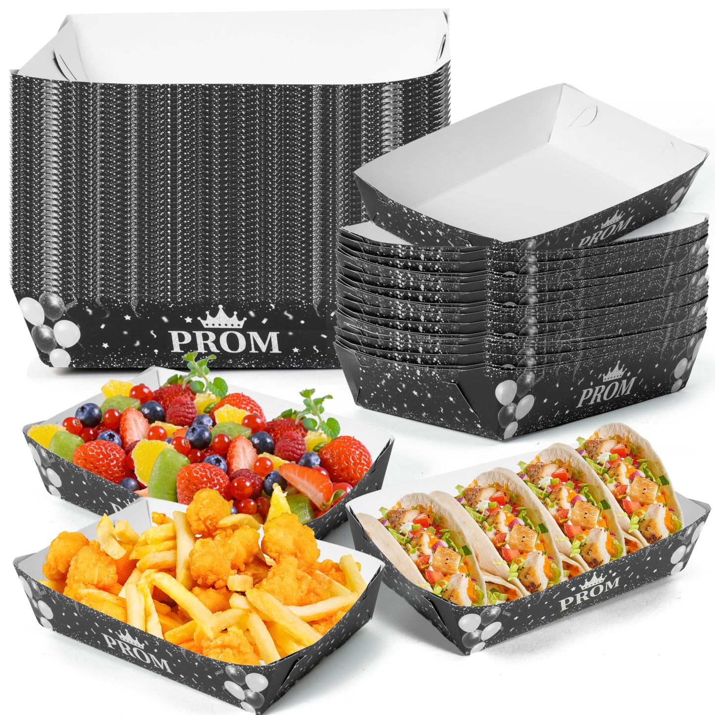 Mexican Taco Nights Food Trays 100Pcs Mexican Nacho Popcorn Unassembled Trays Snack Candy Holder Disposable Paper Plates Holiaday Carnival Party Supplies Concession Stand Food Containers BST202
