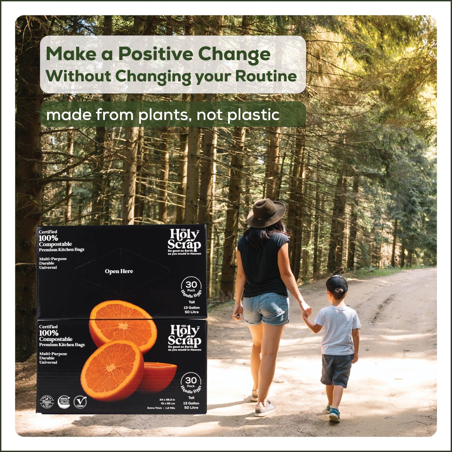 Small Compostable Trash Bags - 2.6 Gallon, 100 Pack, 100% Plastic-Free Decomposing Kitchen Food Waste Trash Can Bags & Liners, Thick Countertop Garbage, Bathroom & Bio Bin Bags
