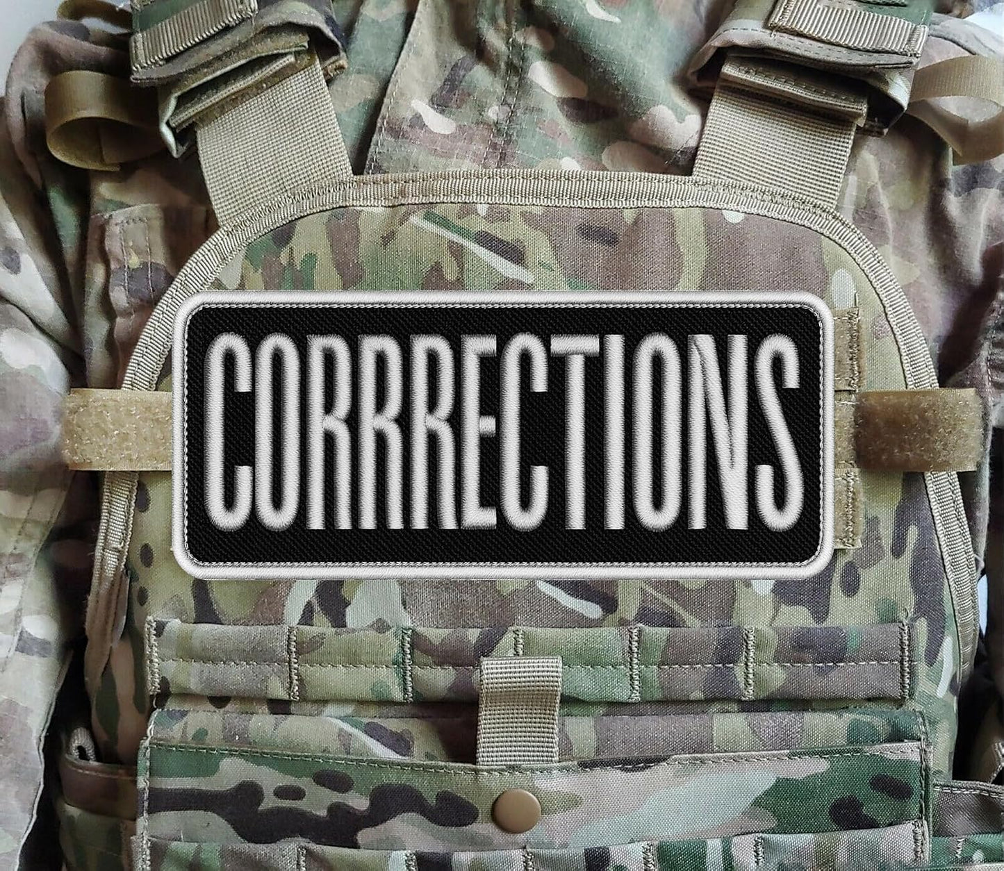 Corrrections Officer Embroidered Patch Set – 3x8 inch & 2x6 inch – Hook Backing BST220