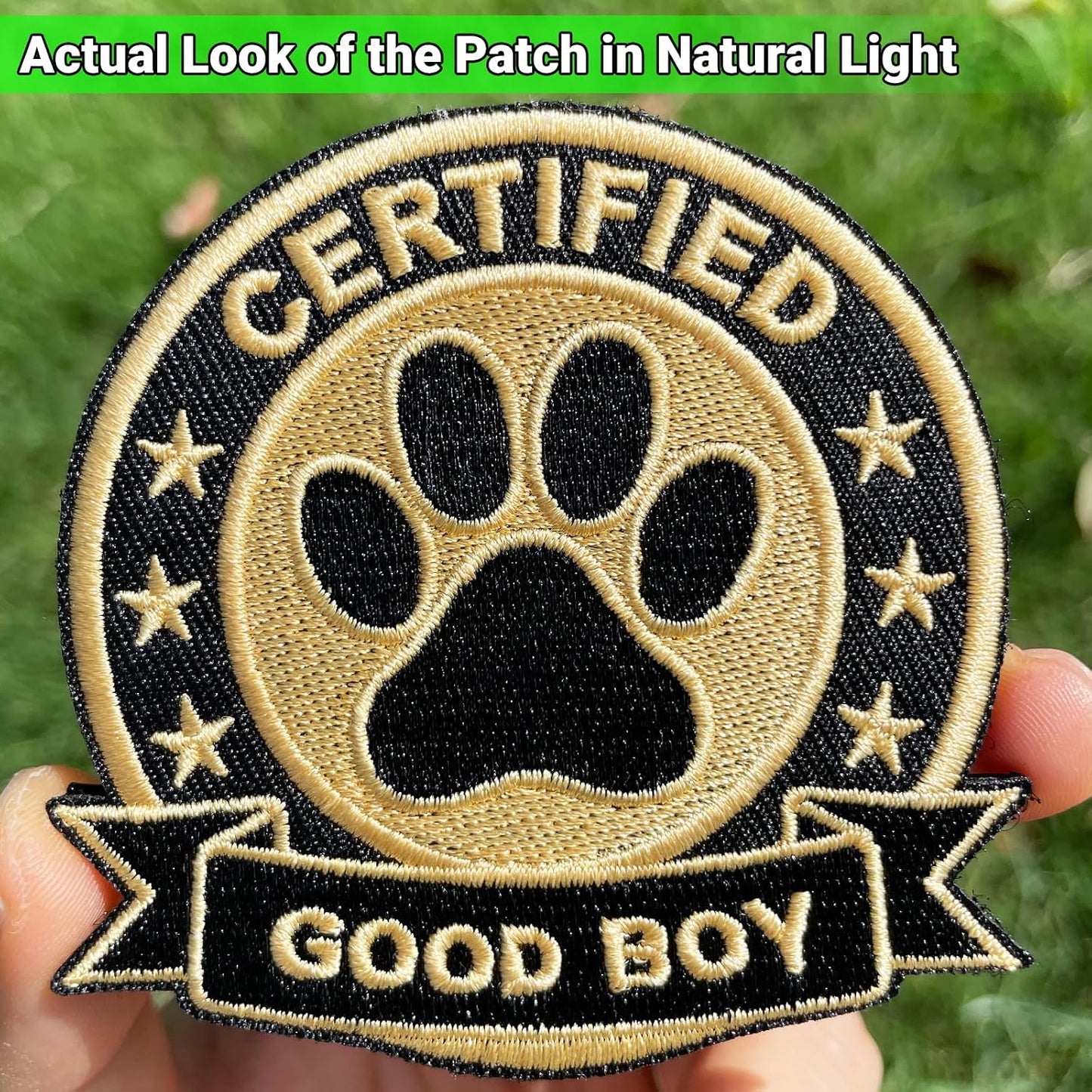 Certified Good Dog Harness Patches 3" Embroidered Funny Hook and Loop Backing Certified for Backpacks, Hats, Bags,Dog Harness, Vests BST326L