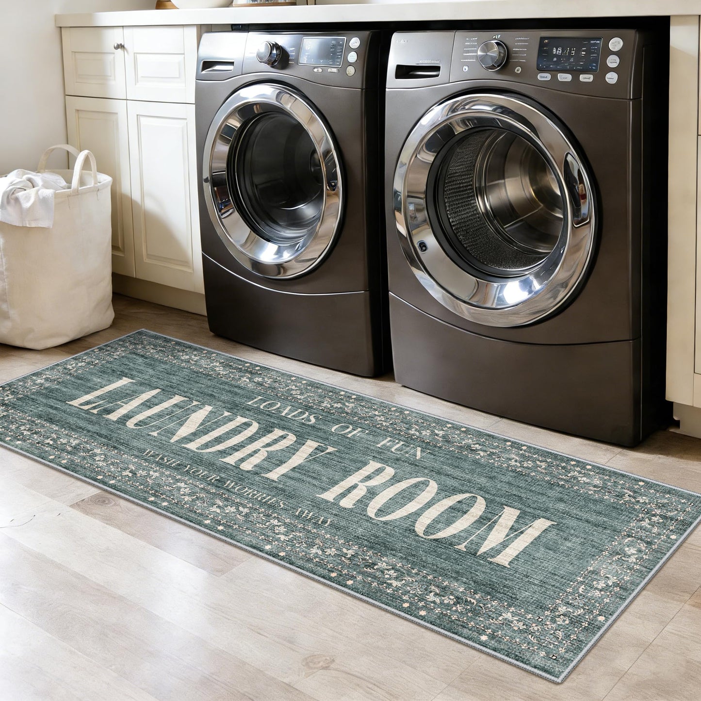 TOPRUUG 2x8 Kitchen Runner Rug: Non-Slip Kitchen Rugs Stain Resistant Kitchen Mats for Floor Low-Pile Carpet for Sink Soft Kitchen Runners Non Skid Washable 8 ft Mat Home Decor 2'x8' Beige BST202