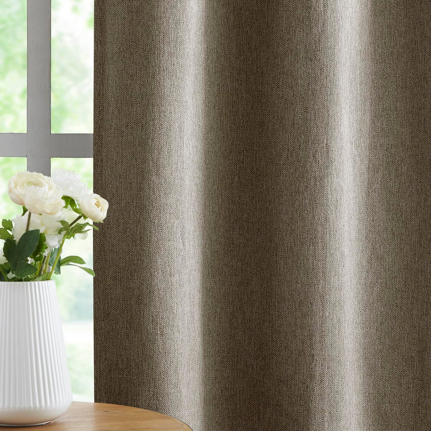 Grey Full Blackout Linen Curtains 84-inch-Long Thermal Insulated Noise Reducing Bedroom Drapes Rustic Farmhouse Triple Weave Window Treatment Set for Theatre, Nursery, 40"x84"x2, Grey BST202