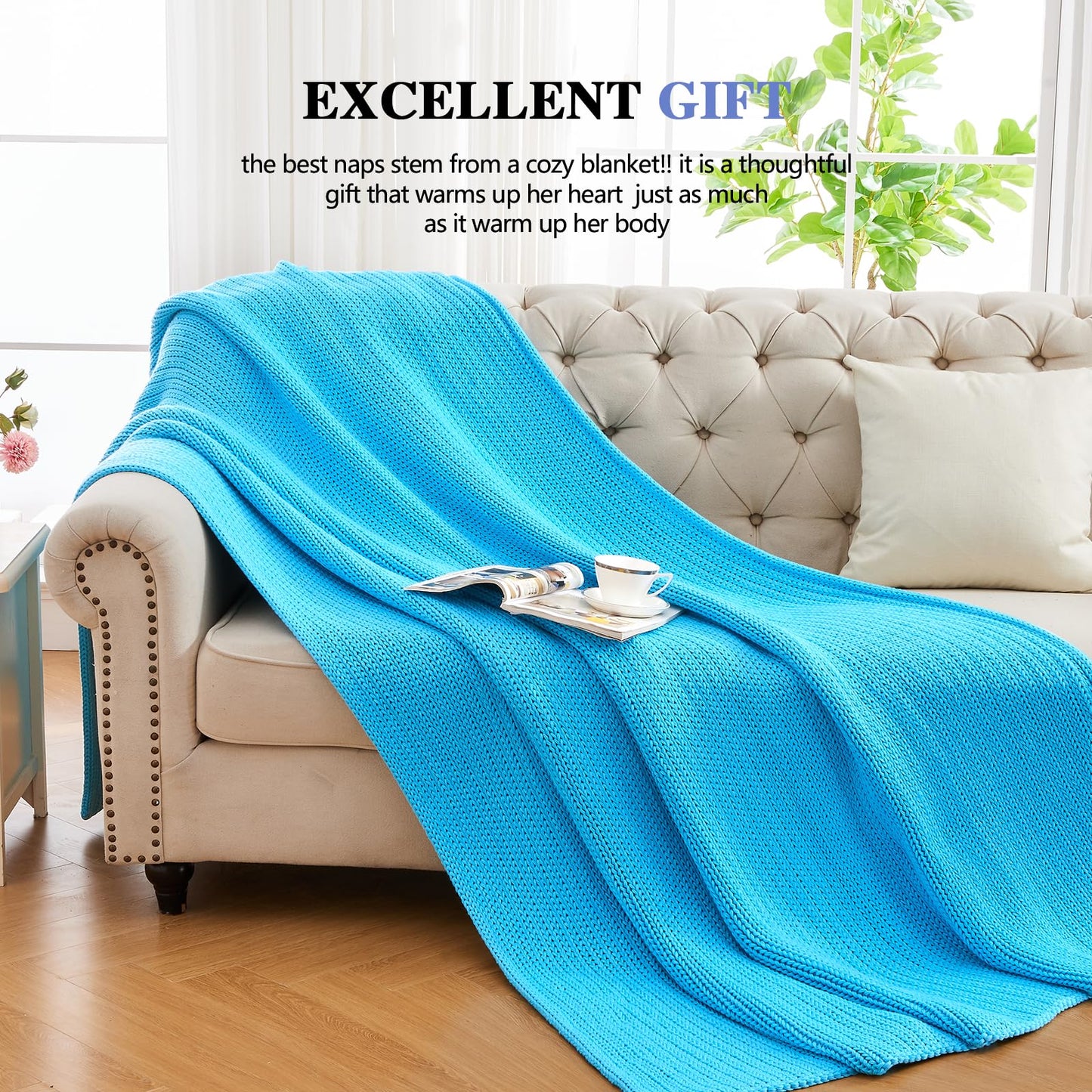 L'AGRATY Knitted Weighted Blanket - 48"x72" 12lbs Cooling Chunky Knit Heavy Blanket for Adults Braided Crochet Throw Thick Cable Yarn Knit Decorative No Beads Evenly Weighted Machine Washable | No Beads Evenly Weighted Machine Washable Chunky Braided Croc