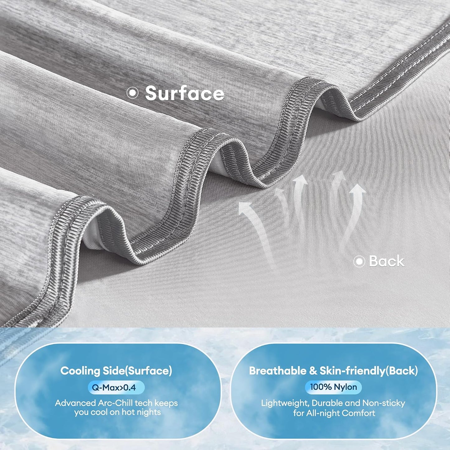 VFROO Cooling Blanket for Hot Sleepers Twin Size 60''×80'', Summer Blanket Thin Lightweight Breathable, Absorbs Sweat Heat to Keep Adults Cool, Cold Blanket for Sleeping on Bed Couch, Grey BST326H