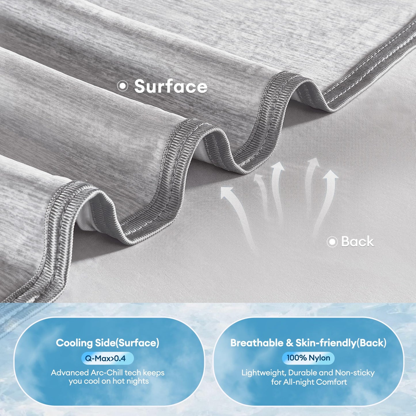 VFROO Cooling Blanket for Hot Sleepers Twin Size 60''×80'', Summer Blanket Thin Lightweight Breathable, Absorbs Sweat Heat to Keep Adults Cool, Cold Blanket for Sleeping on Bed Couch, Grey BST326H