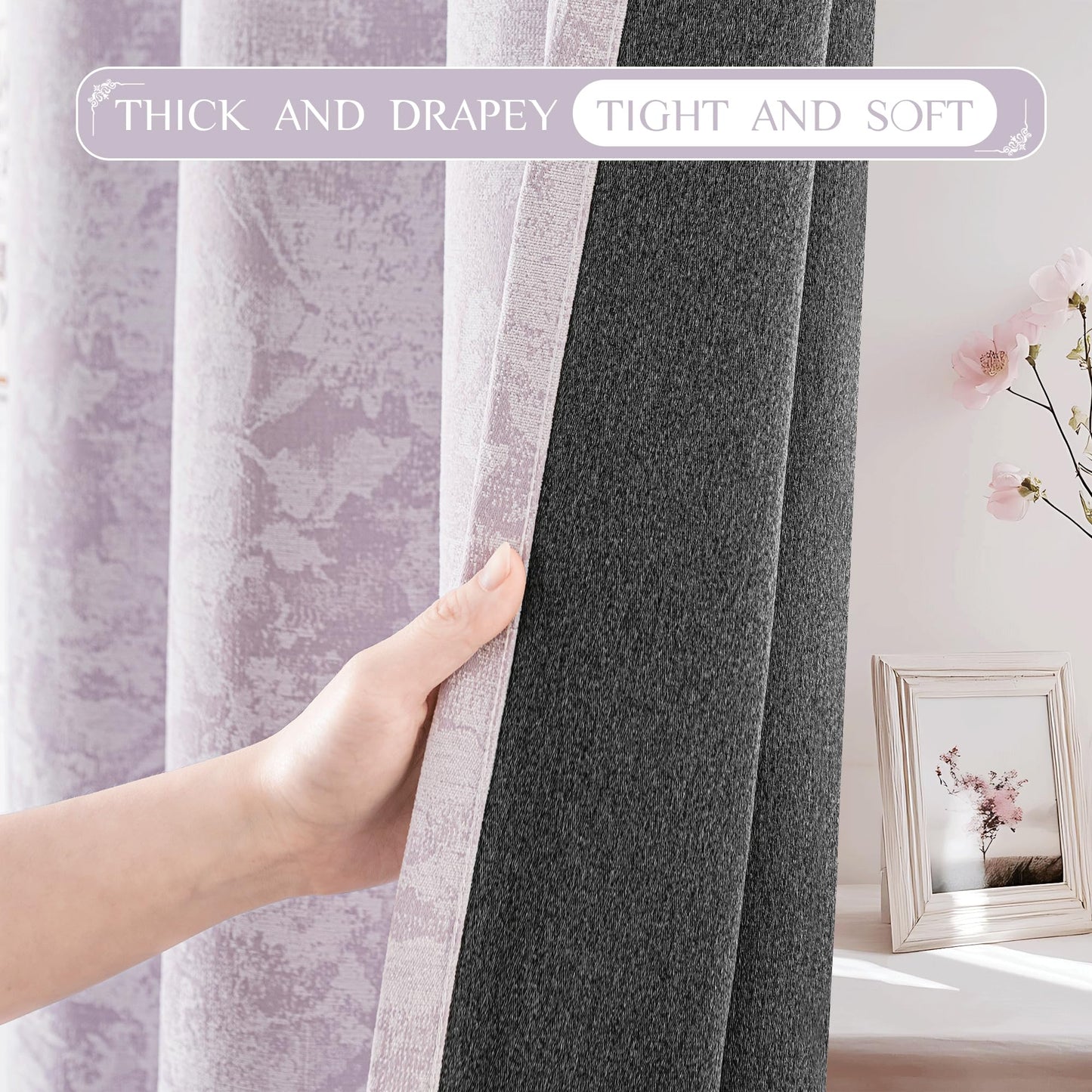 Beauoop Green Floral Jacquard Blackout Curtains 90 Inches Long 2 Panels for Bedroom Living Room Sage Flower Chenille Room Darkening Thermal Insulated Soundproof Grommet Window Treatments Drapes, 52x90 BST220