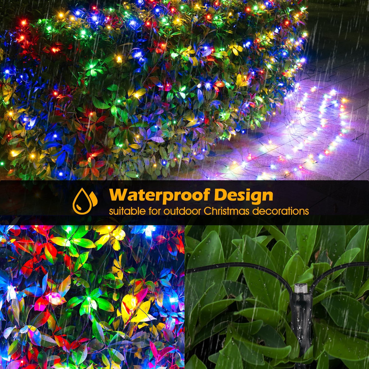 BlcTec Christmas Lights Outdoor 360 LED 9.8ft x 6.6ft Christmas Net Lights with 8 Modes RD12