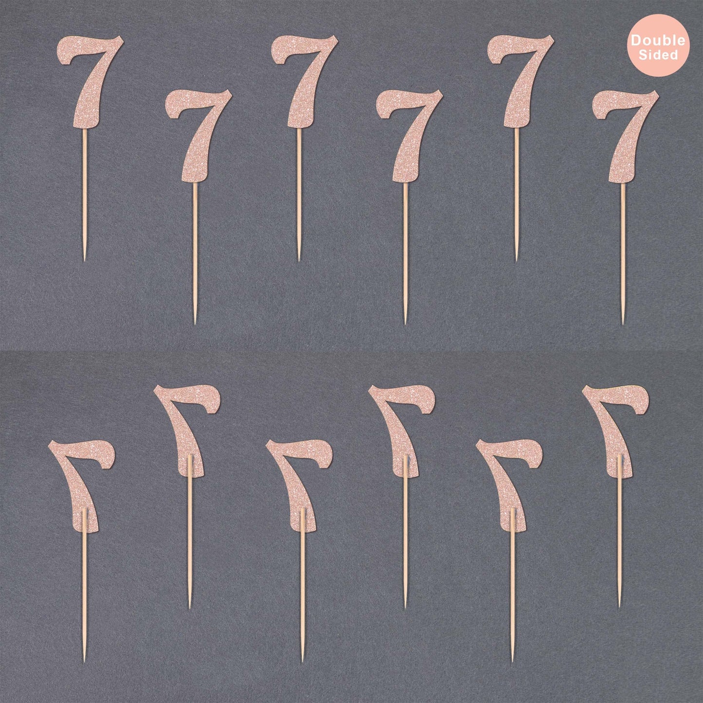 Gexolenu 24 PCS Rose Gold Double-sided 3rd Birthday Cupcake Toppers, Glitter Age THREE Cake Picks Decor, Third Happy Birthday Party Decorations Baby Shower Anniversary Party Supplies BST220