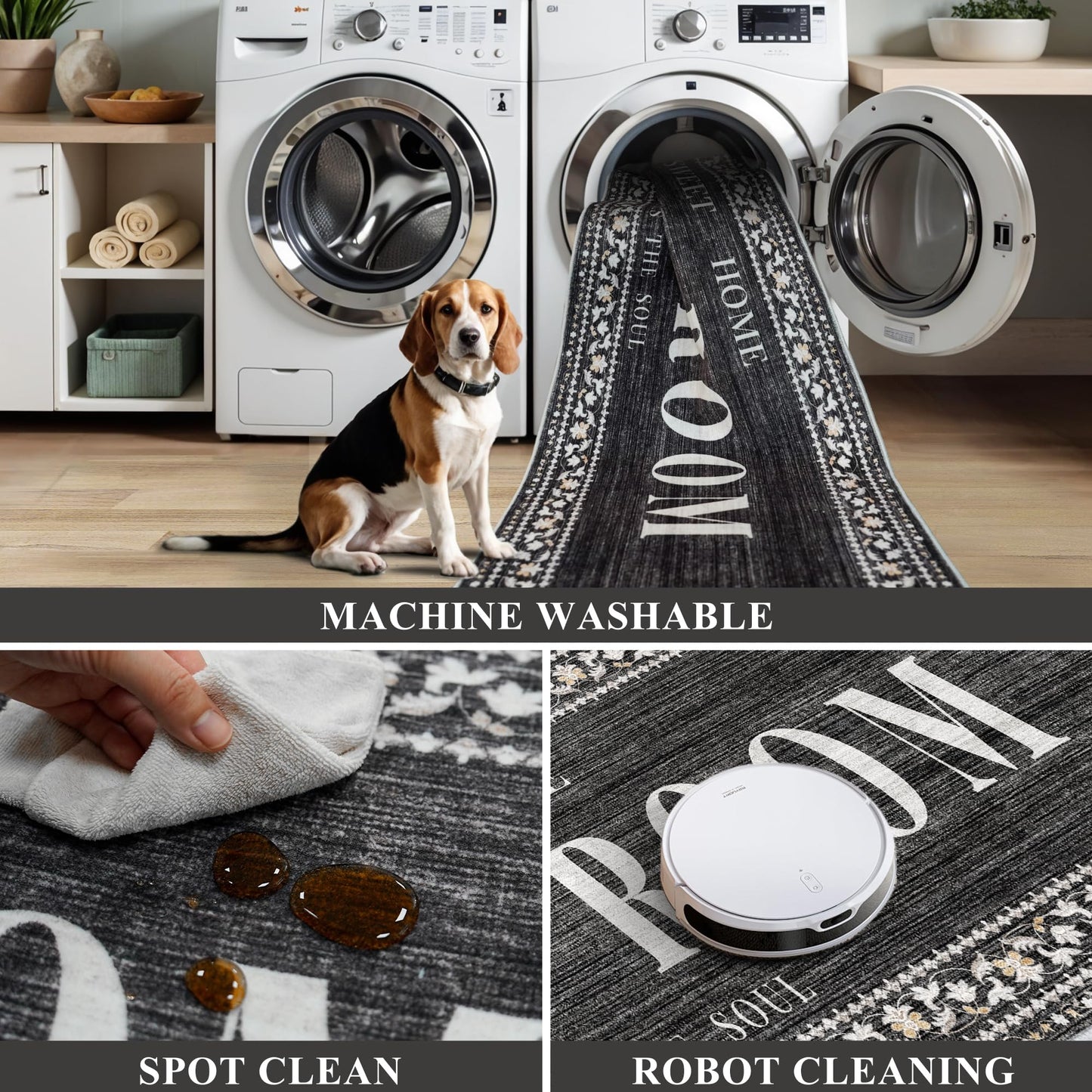 TOPRUUG 2x8 Kitchen Runner Rug: Non-Slip Kitchen Rugs Stain Resistant Kitchen Mats for Floor Low-Pile Carpet for Sink Soft Kitchen Runners Non Skid Washable 8 ft Mat Home Decor 2'x8' Beige BST202