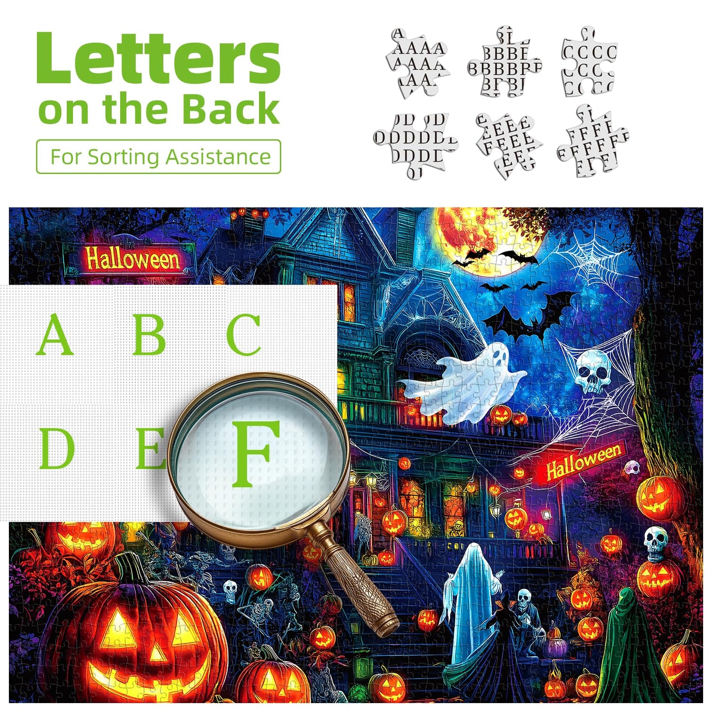 Halloween Puzzle 1000 Pieces for Adults Spooky Scarecrow Farm | Jigsaw Puzzles 1000 Pieces Autumn Horror Spooky with Pumpkin & Ghost Truck for Party Game Night, Dust-Free, 27.5"x19.7" WN420