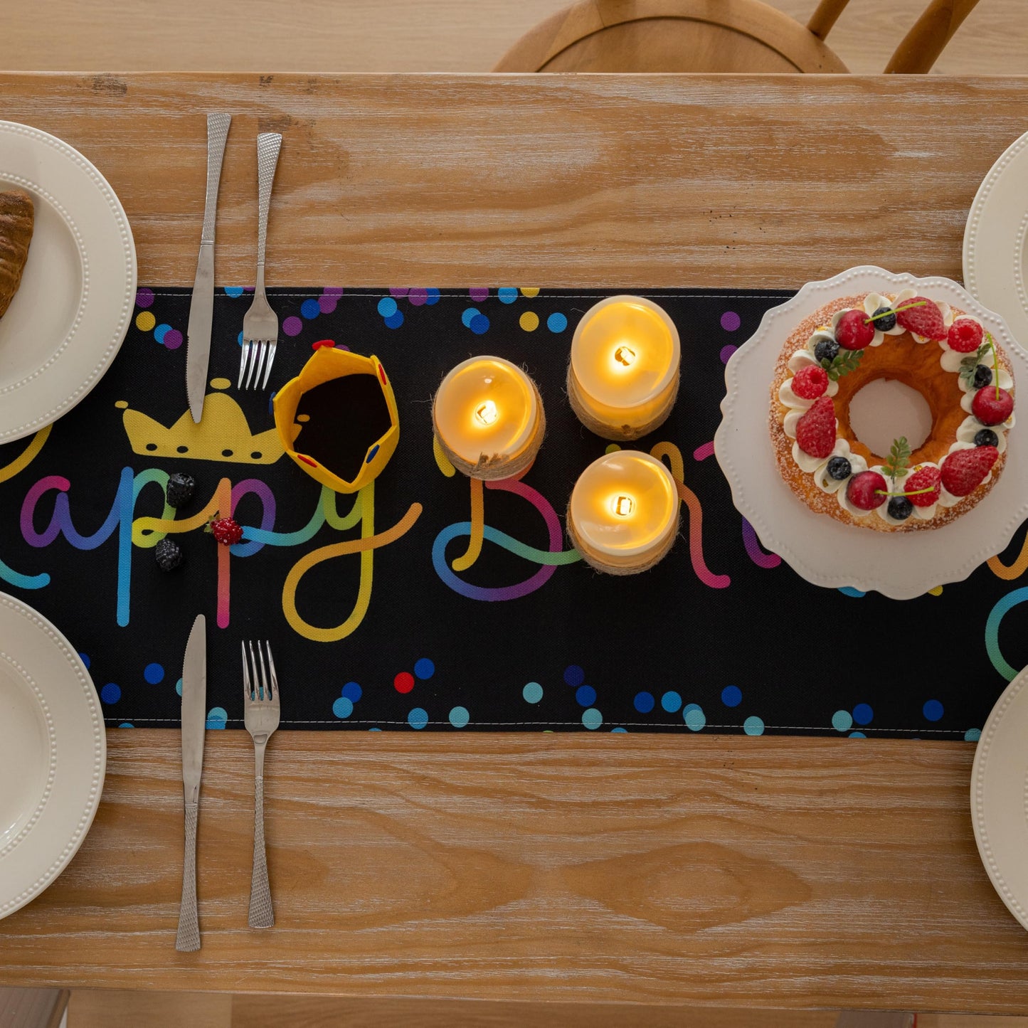 Keketoarrange Happy Birthday Table Runner Birthday Party Decorations Kitchen Dining Table Decoration for Home Party Décor Polka Dot Black 13 x 72 inch BST220