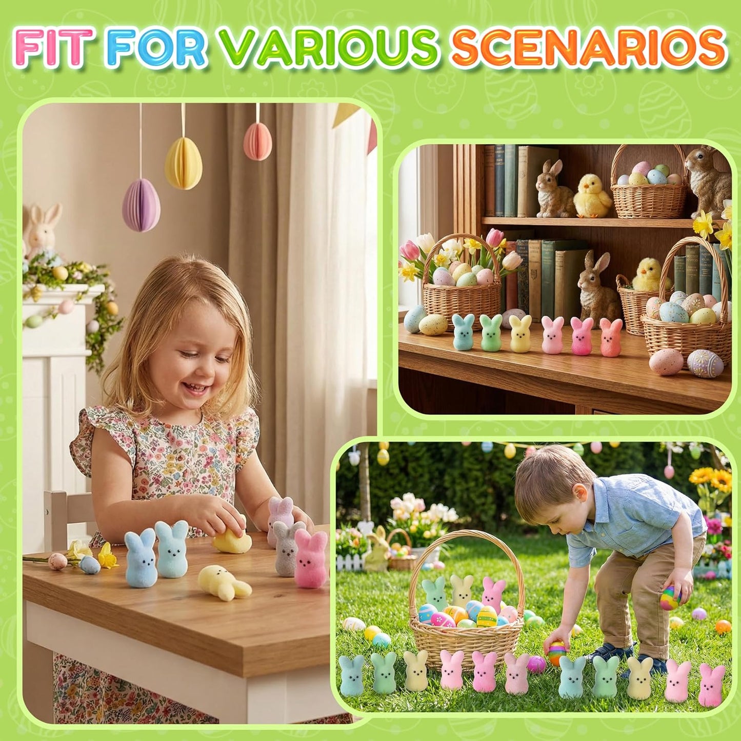 24Pack Squishy Stress Balls Easter Bunny Toys with Realistic Bunny Design for Easter Egg Fillers, Party Decorations & Kids Gifts WN420