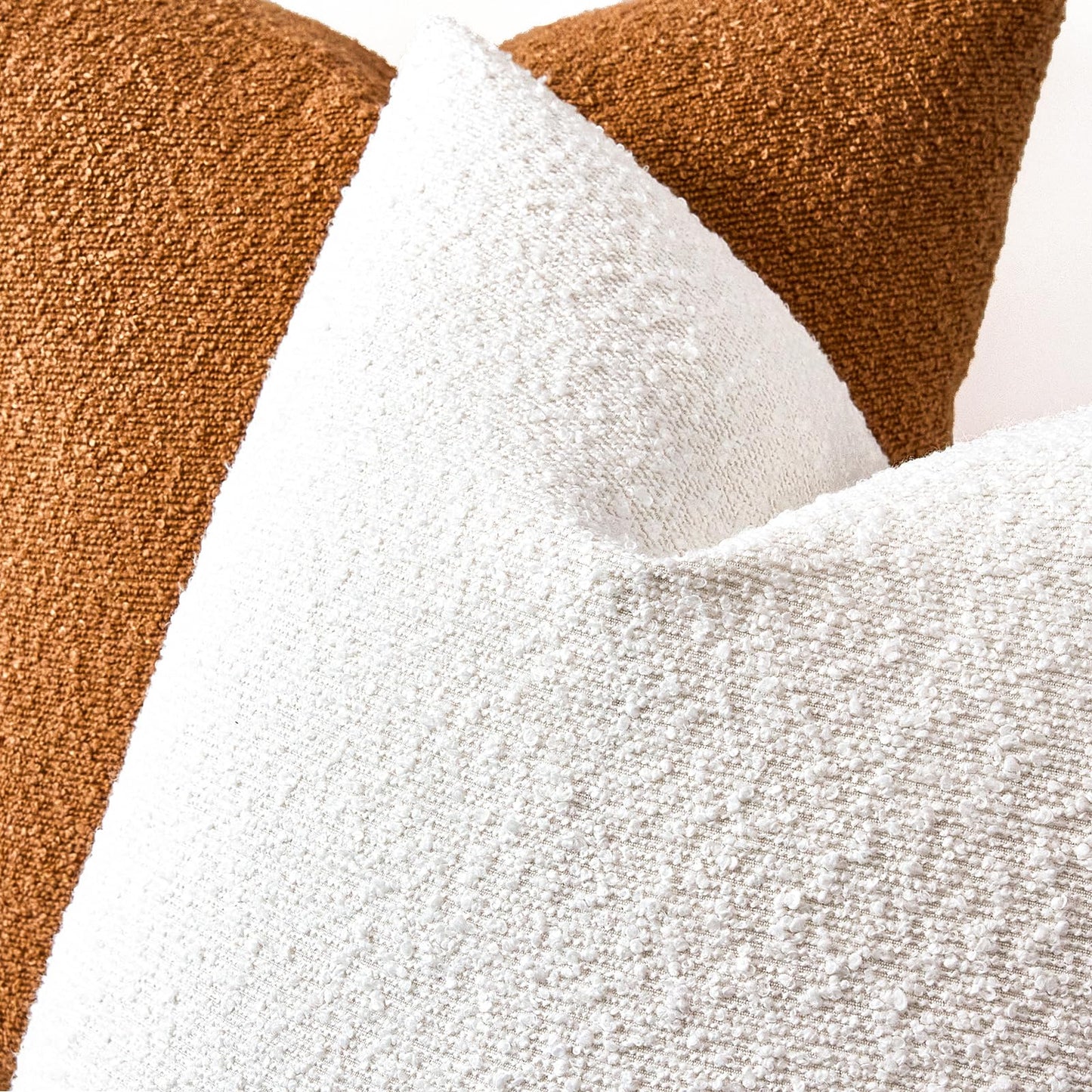 18x18 Boucle Throw Pillow Covers, Set of 2, Camel BST202