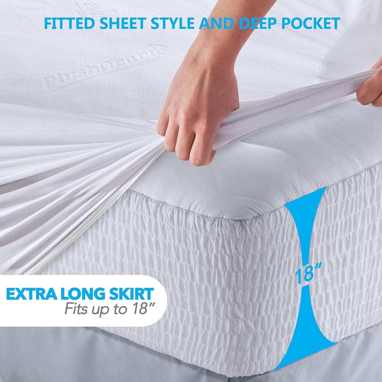 PlushDeluxe Premium Bamboo Mattress Protector – King Size 92