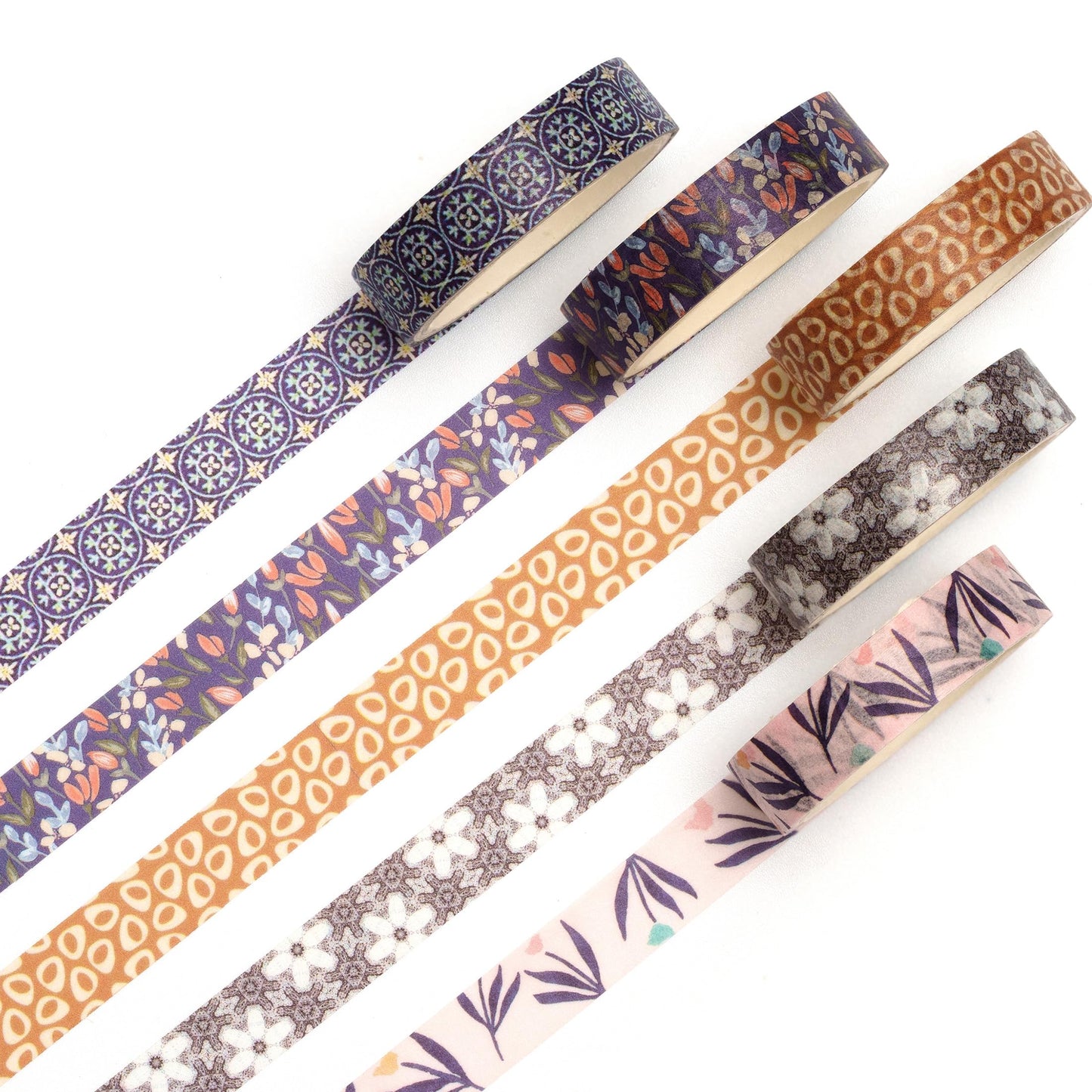 Fantasy Washi Tape Set - 5 Rolls Texture Arts Adhesive Tapes Basic Patterns Decorative Masking Tape Sets for Craft, Kids, Scrapbook, DIY, Gift Wrapping (10-Modern Mosaic) BST220