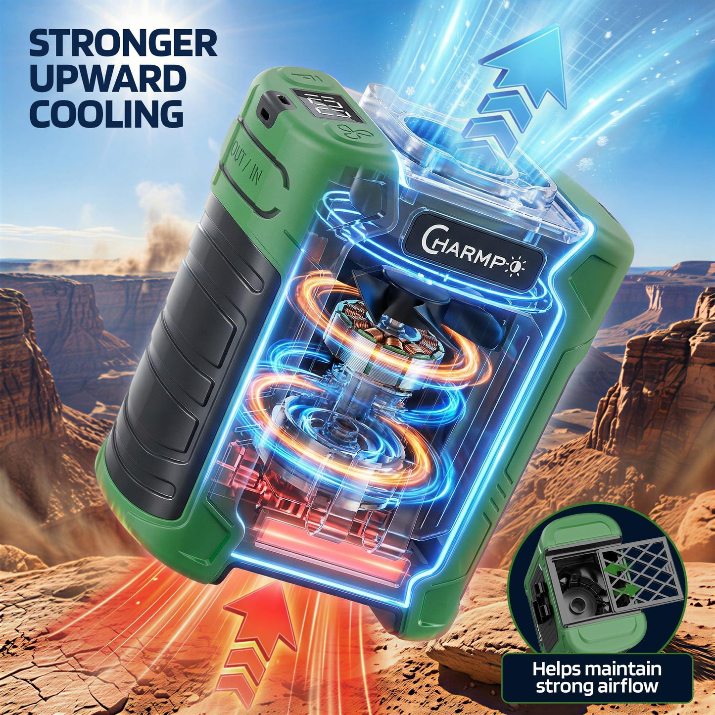 Portable Waist Fan - 6000mAh Battery, 3 Speeds, Strong Airflow, Up to 16 Hours Working Time, Portable Hands-Free Cooling Belt Clip Fan for Construction Workers, Couriers, and Campers BST202