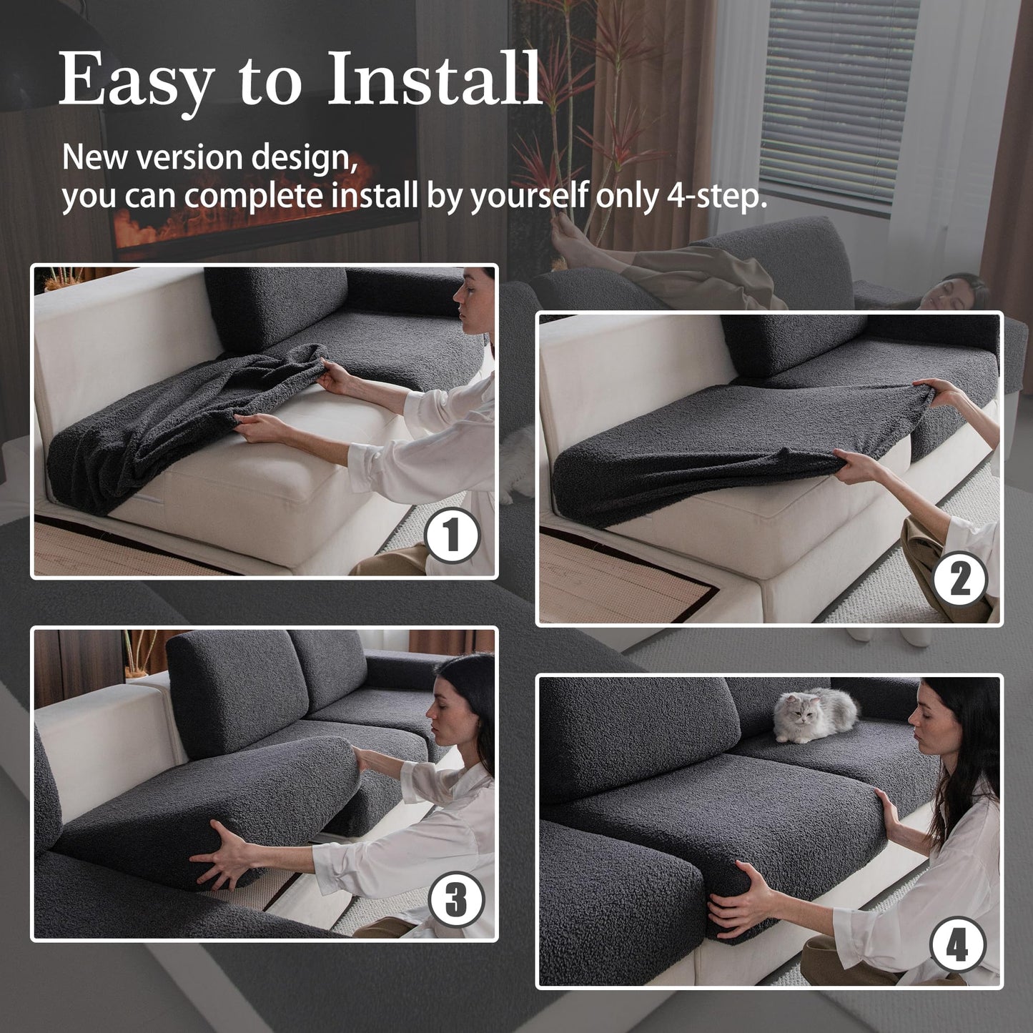 OHSIO Couch Cushion Covers for Sectional Sofa, Stretch Soft Sofa Slipcovers Washable Wear-Resistant Universal Furniture Protector for Living Room(1 Piece Oversized Cover, Green) BST202