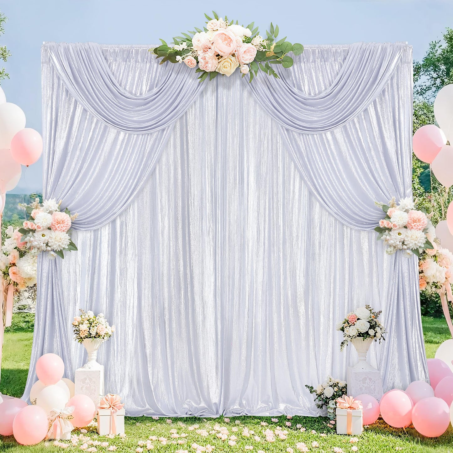 Gold Backdrop Curtains for Birthday Party: 4.8ftx8ft Sequin Background Baby Shower Curtain Drapes for Graduation Arch Backdrop WN420