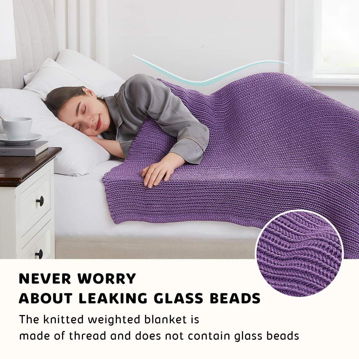 L'AGRATY Knitted Weighted Blanket - 48"x72" 12lbs Cooling Chunky Knit Heavy Blanket for Adults Braided Crochet Throw Thick Cable Yarn Knit Decorative No Beads Evenly Weighted Machine Washable | No Beads Evenly Weighted Machine Washable Chunky Braided Croc
