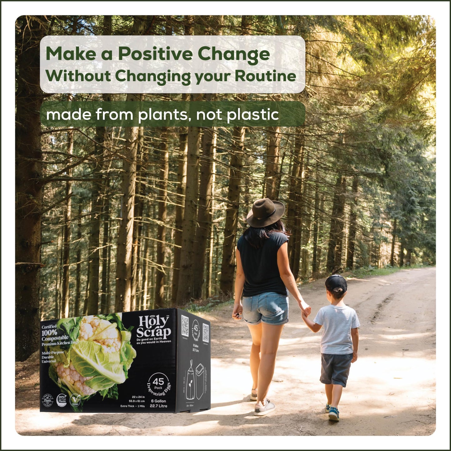 Small Compostable Trash Bags - 2.6 Gallon, 100 Pack, 100% Plastic-Free Decomposing Kitchen Food Waste Trash Can Bags & Liners, Thick Countertop Garbage, Bathroom & Bio Bin Bags