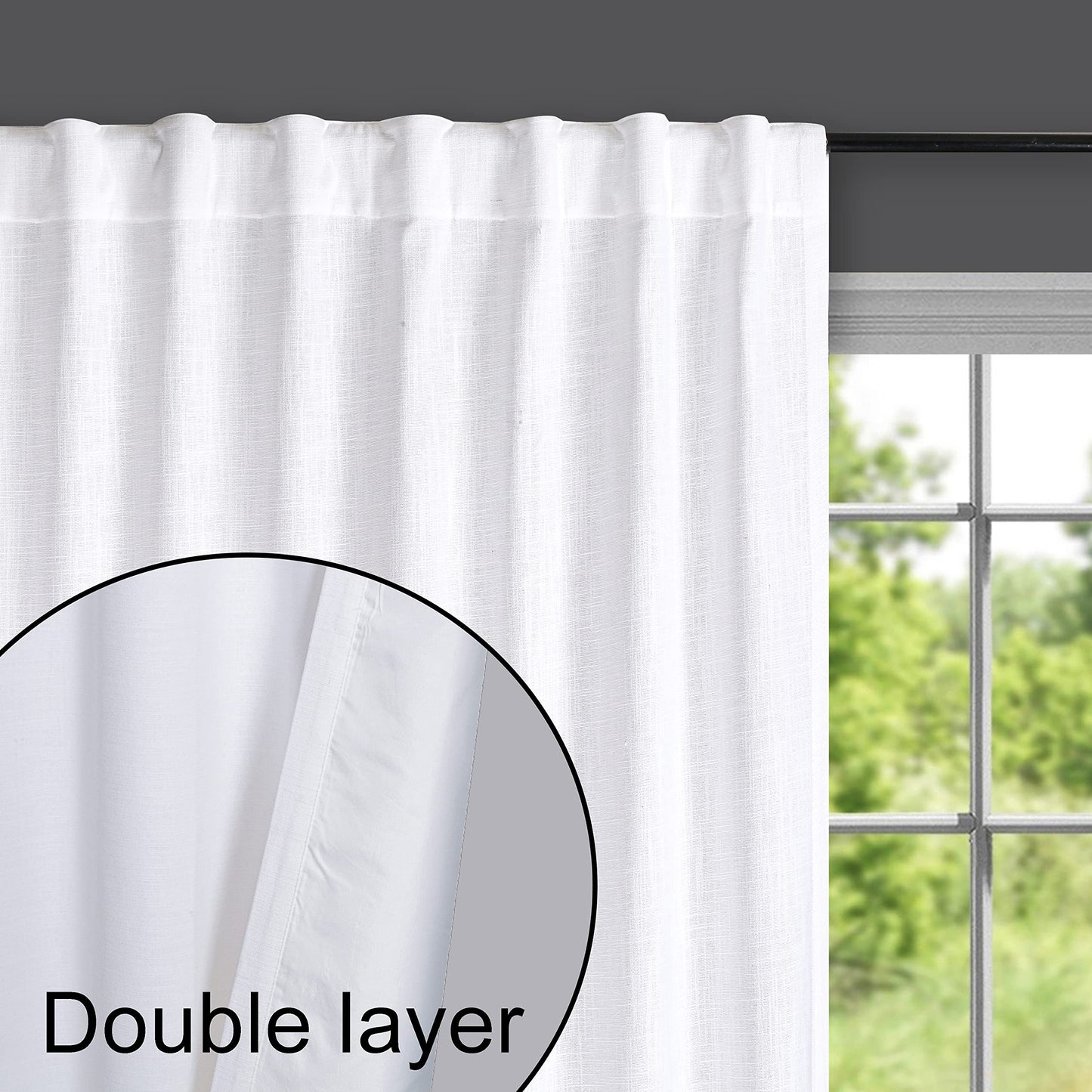 Bedding Craft Curtains 63 Inch Length - White Poly Cotton Slub Drapes with Tab Top, Set of 2, Ideal for Bedroom, Living Room, and Office_ 50x63 inch BST220